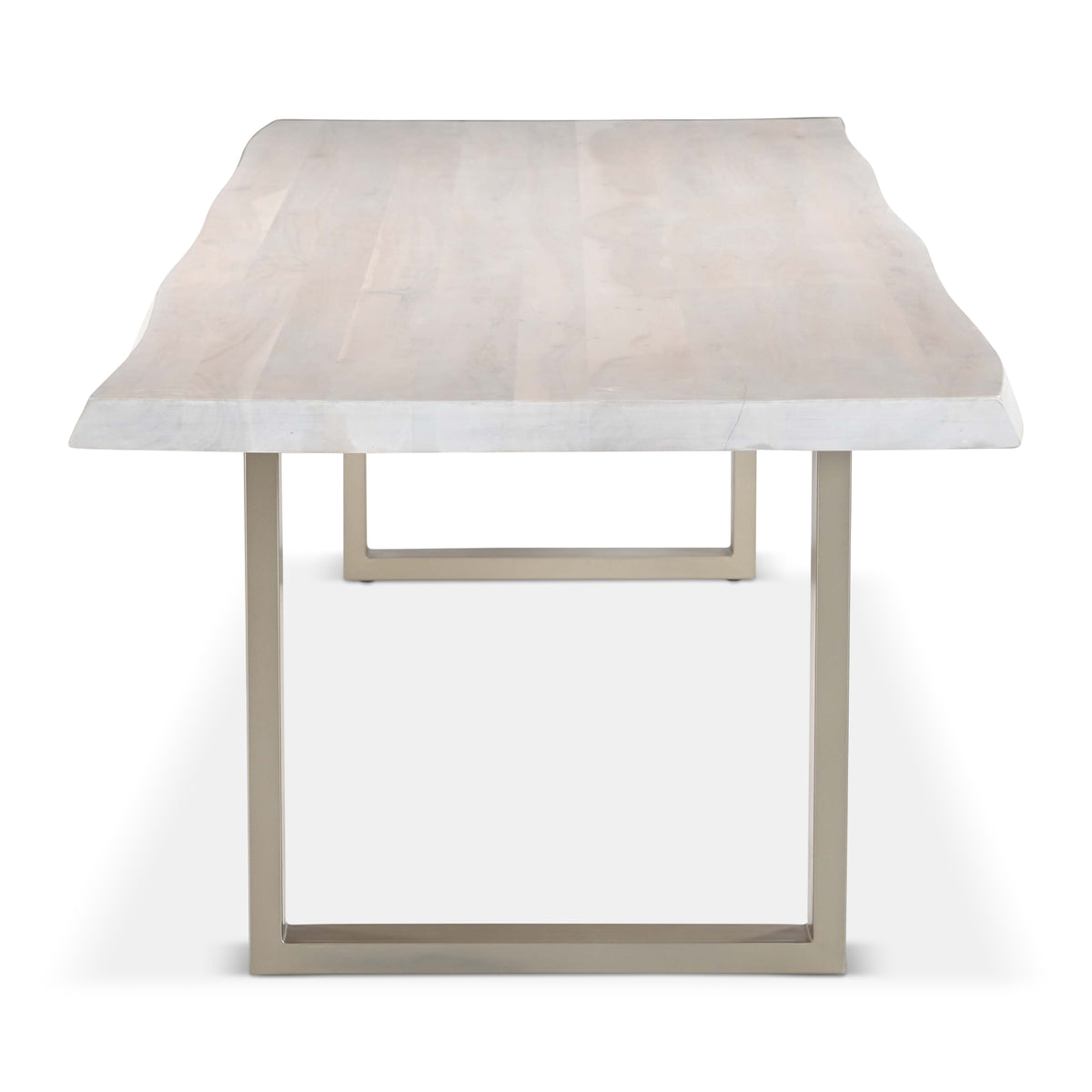 Brooks Dining Table - U Base by Urbia — centered end view highlighting the pale gray top and light rectangular U frame