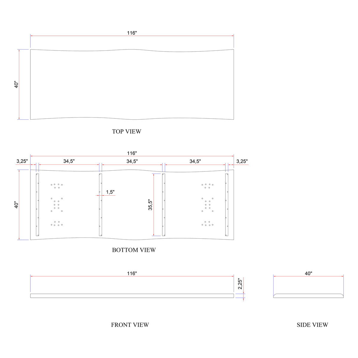 Brooks Dining Table Top
