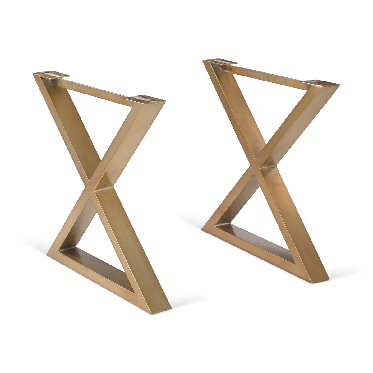X Dining Table Base (Set of 2) by Urbia — solid aluminum X-shaped bases in brass.