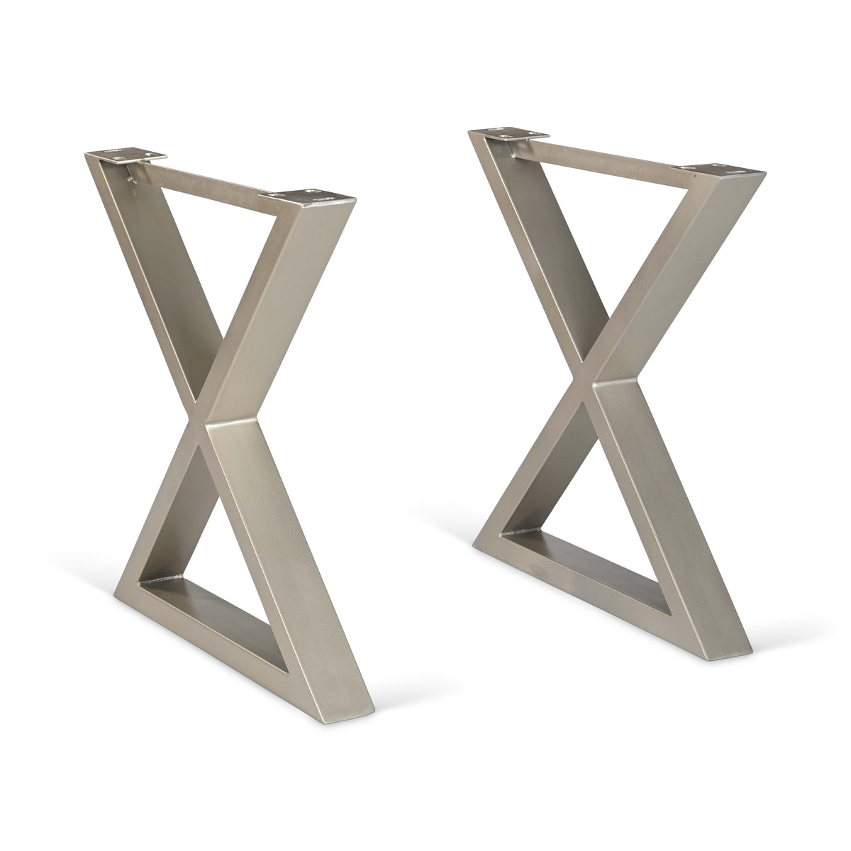 X Dining Table Base (Set of 2) by Urbia — solid aluminum X-shaped bases in pewter.