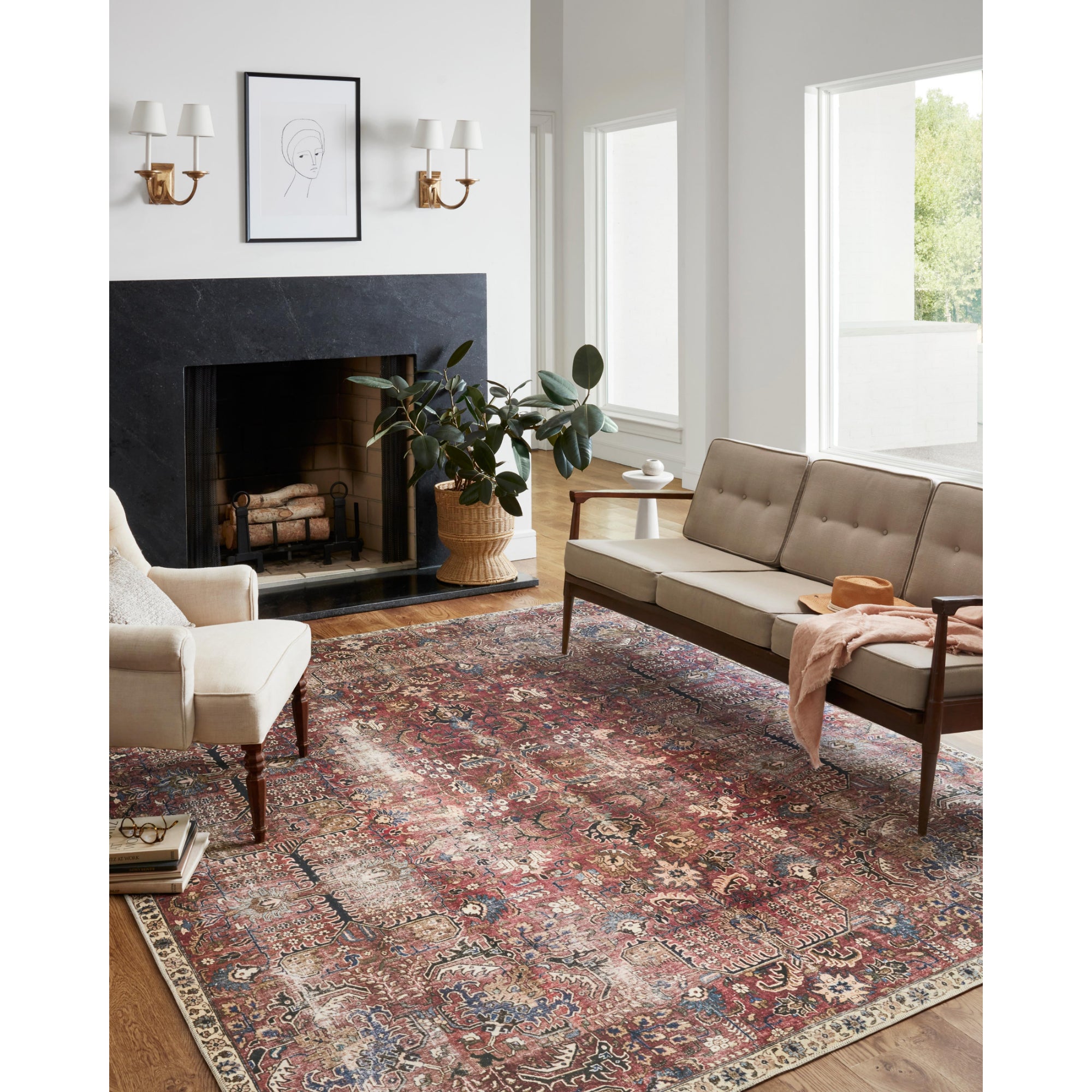 Chris Loves Julia x Loloi Jules Merlot/Multi Rug