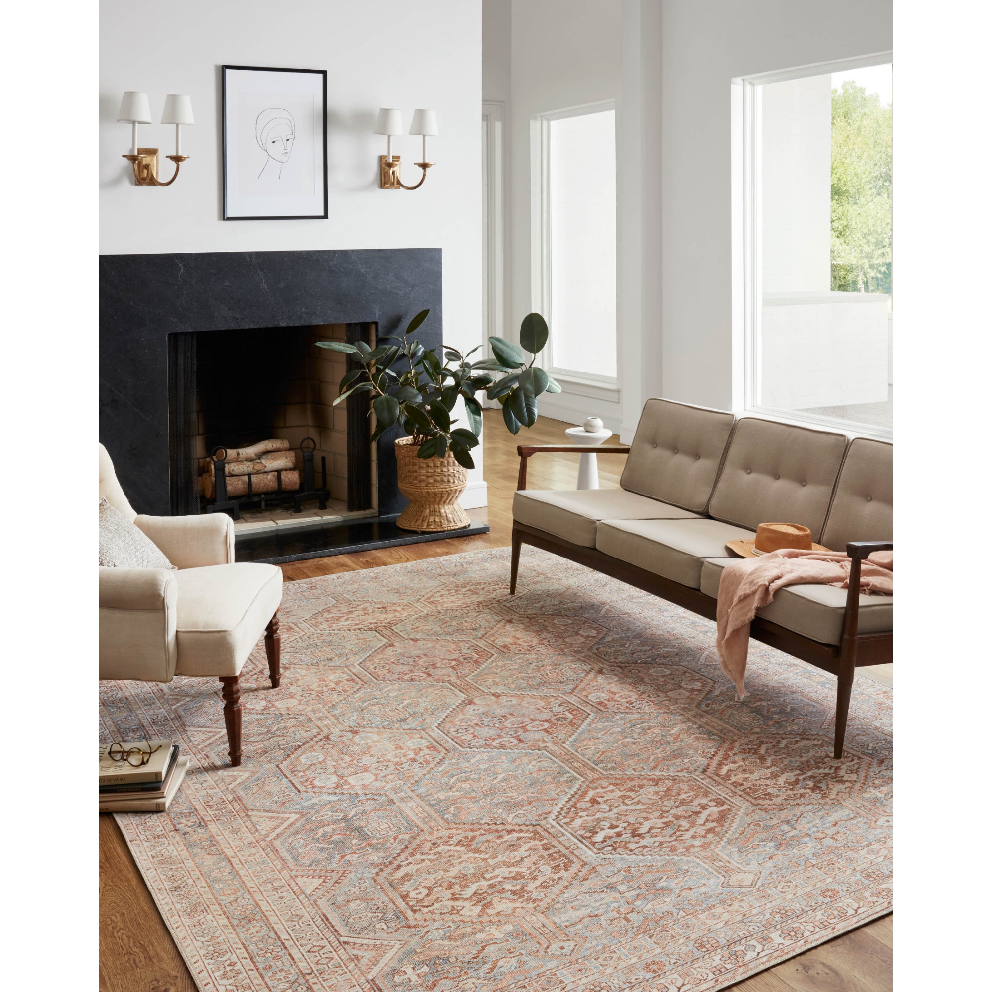 Chris Loves Julia x Loloi Jules Tangerine/Mist Rug