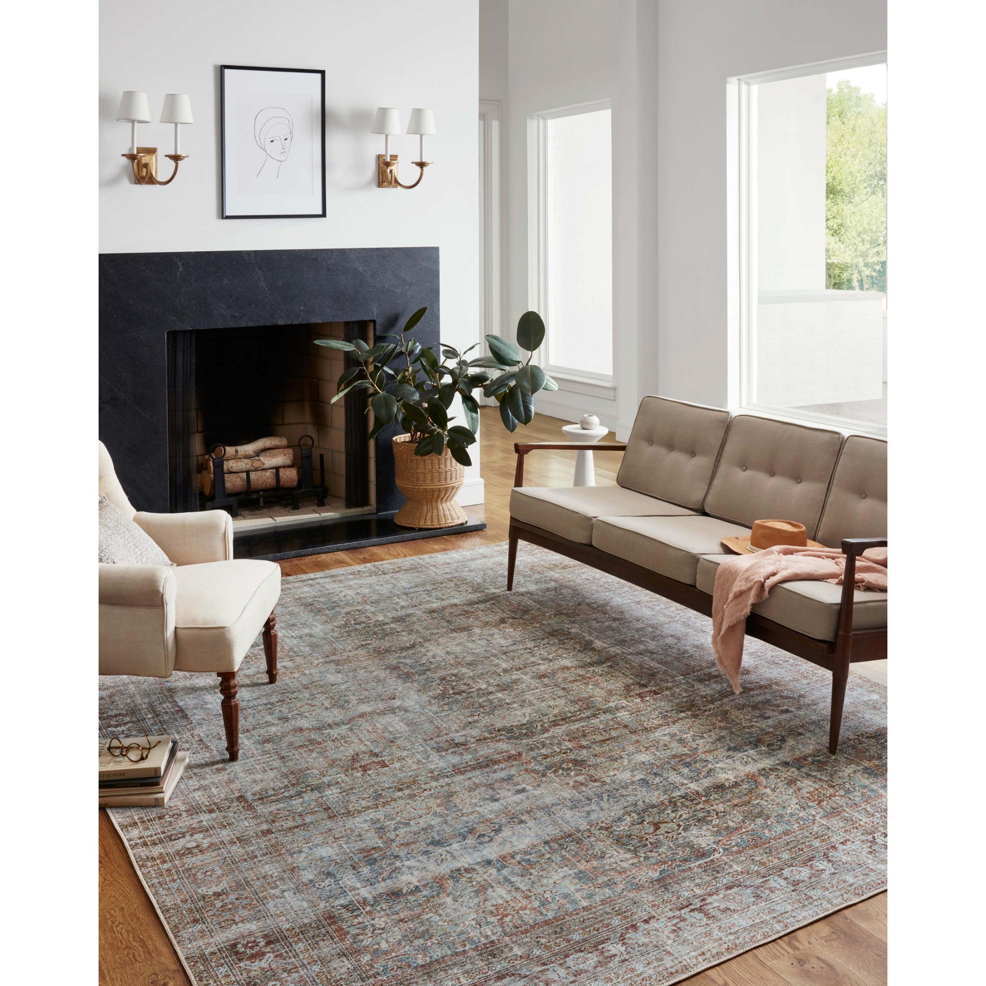 Chris Loves Julia x Loloi Jules Lagoon/Brick Rug