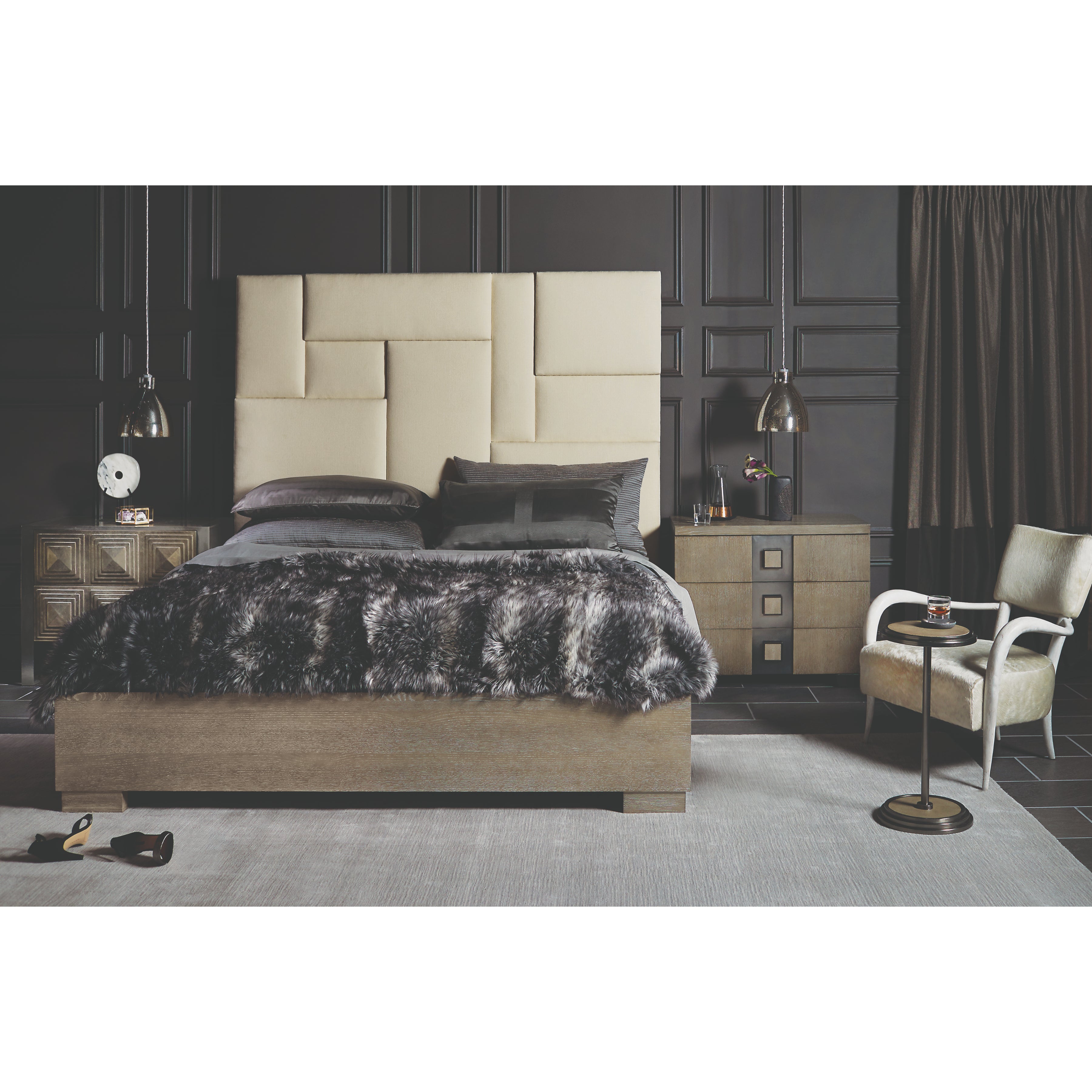 Mosaic Upholstered King Panel Bed by Bernhardt