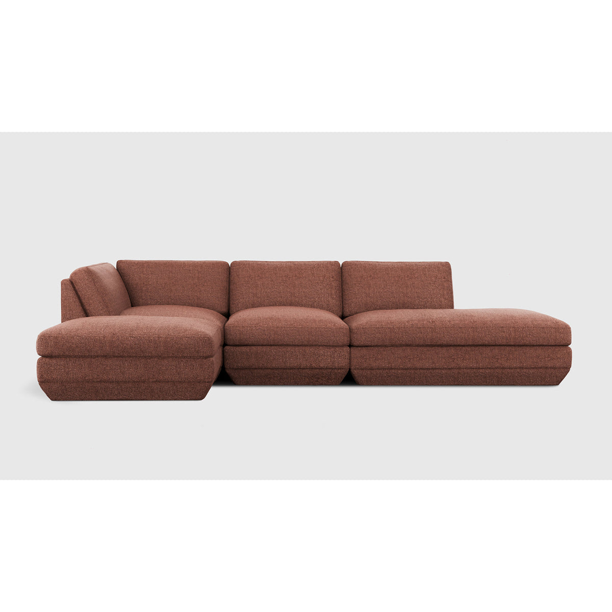 Podium Modular 4PC Lounge Sectional B - LF by Gus* — Regency Beet upholstery, straight-on front studio view