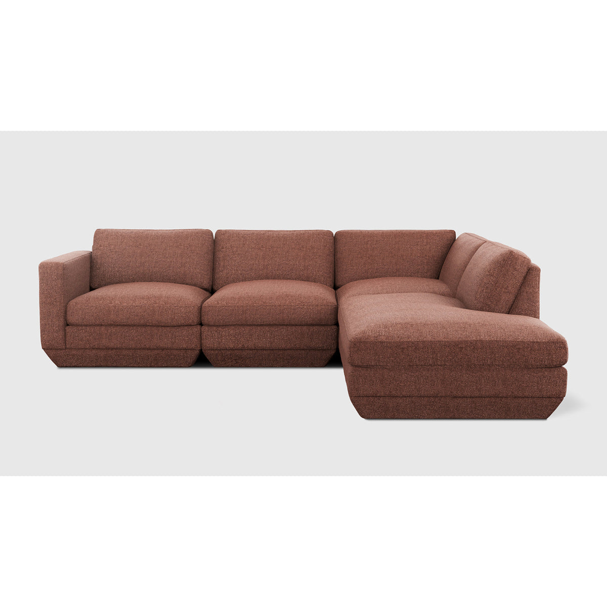 Podium Modular 4PC Lounge Sectional A by Gus* in Regency Beet, right-facing front view.