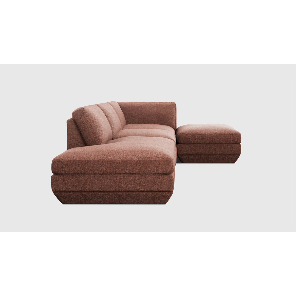 Podium Modular 4PC Lounge Sectional B - RF by Gus* — rust-brown upholstery, left-side angled studio view