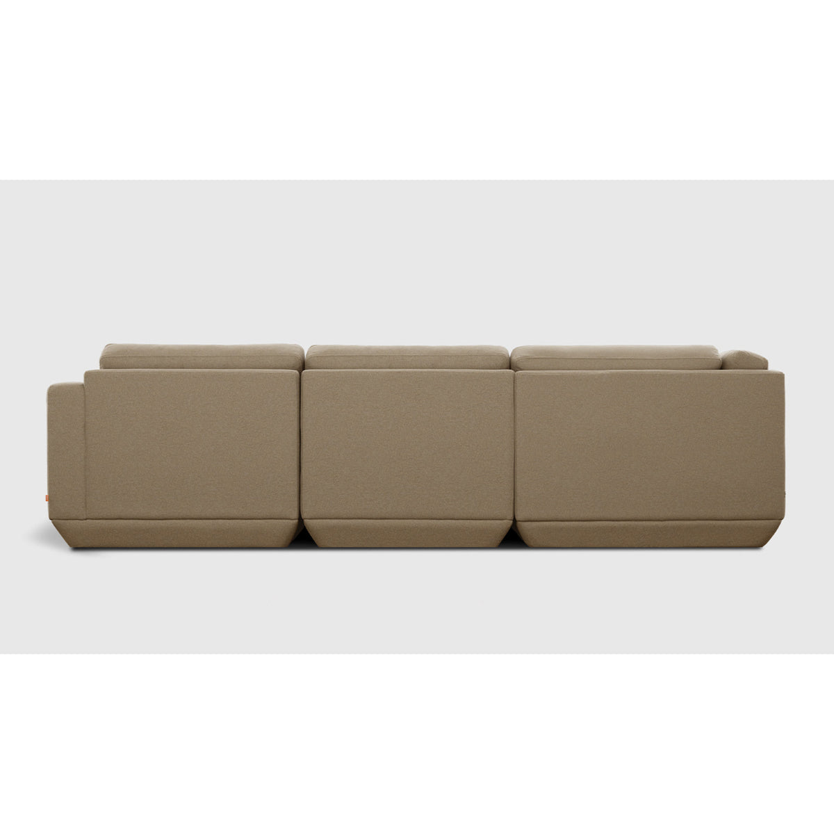 Podium Modular 4PC Lounge Sectional A by Gus* with taupe upholstery, straight rear view.