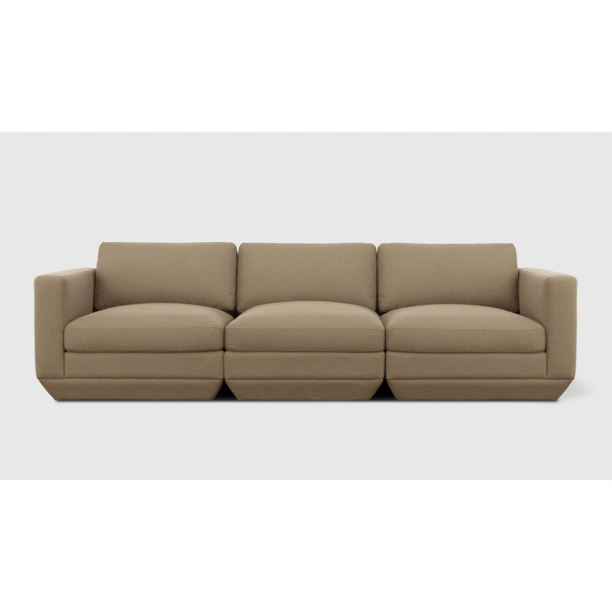 Podium Modular 3PC Sofa by Gus* — warm taupe upholstery in a straight front view