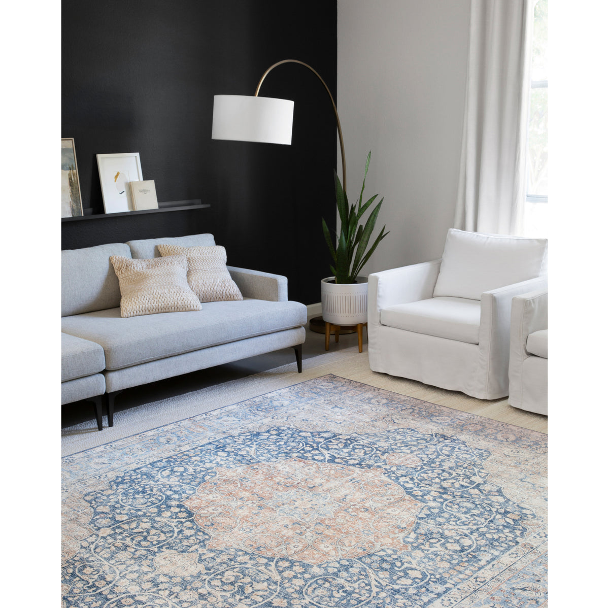 Loloi Layla Blue/Tangerine Rug by Loloi