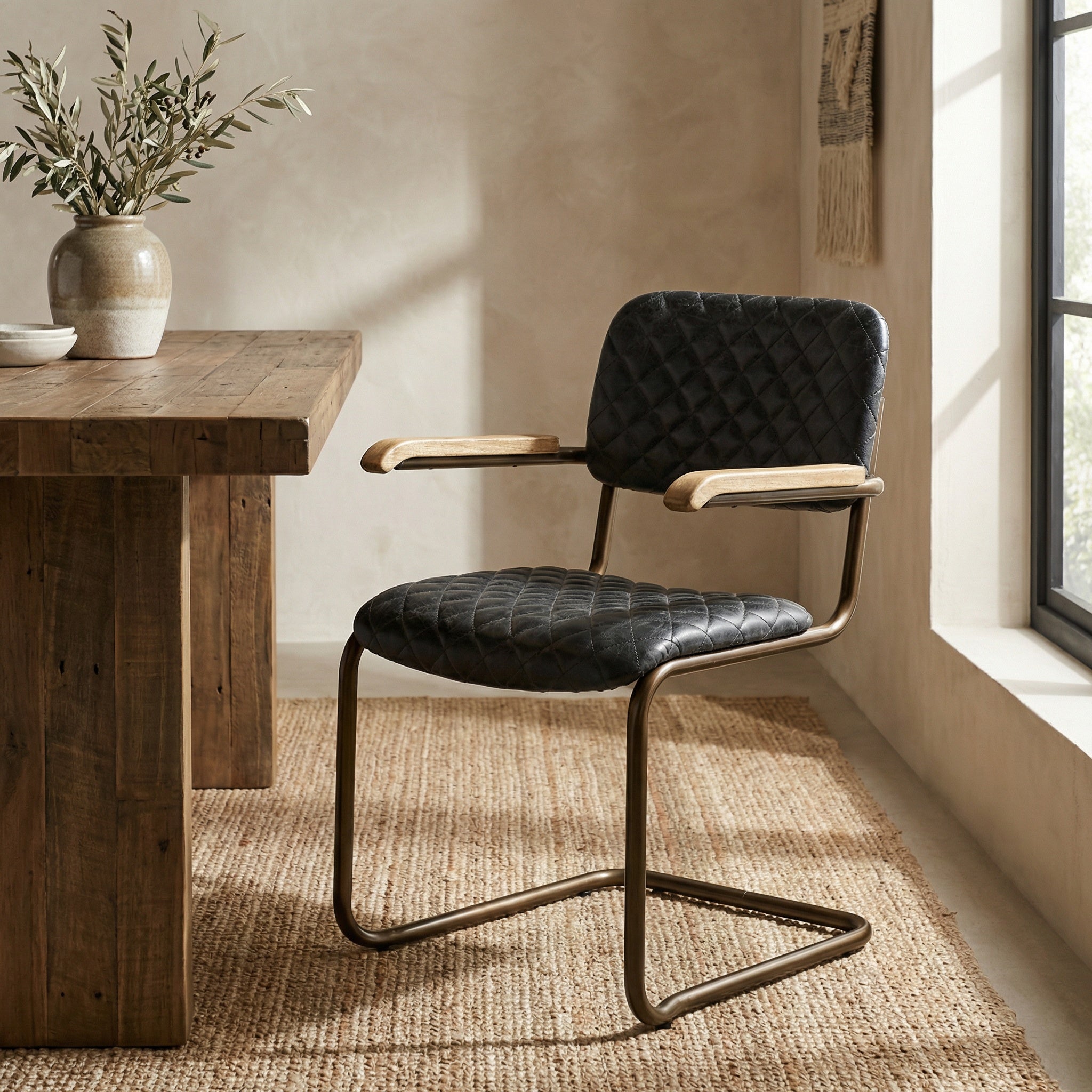 Quilted Leather 0045 Dining Arm Chair