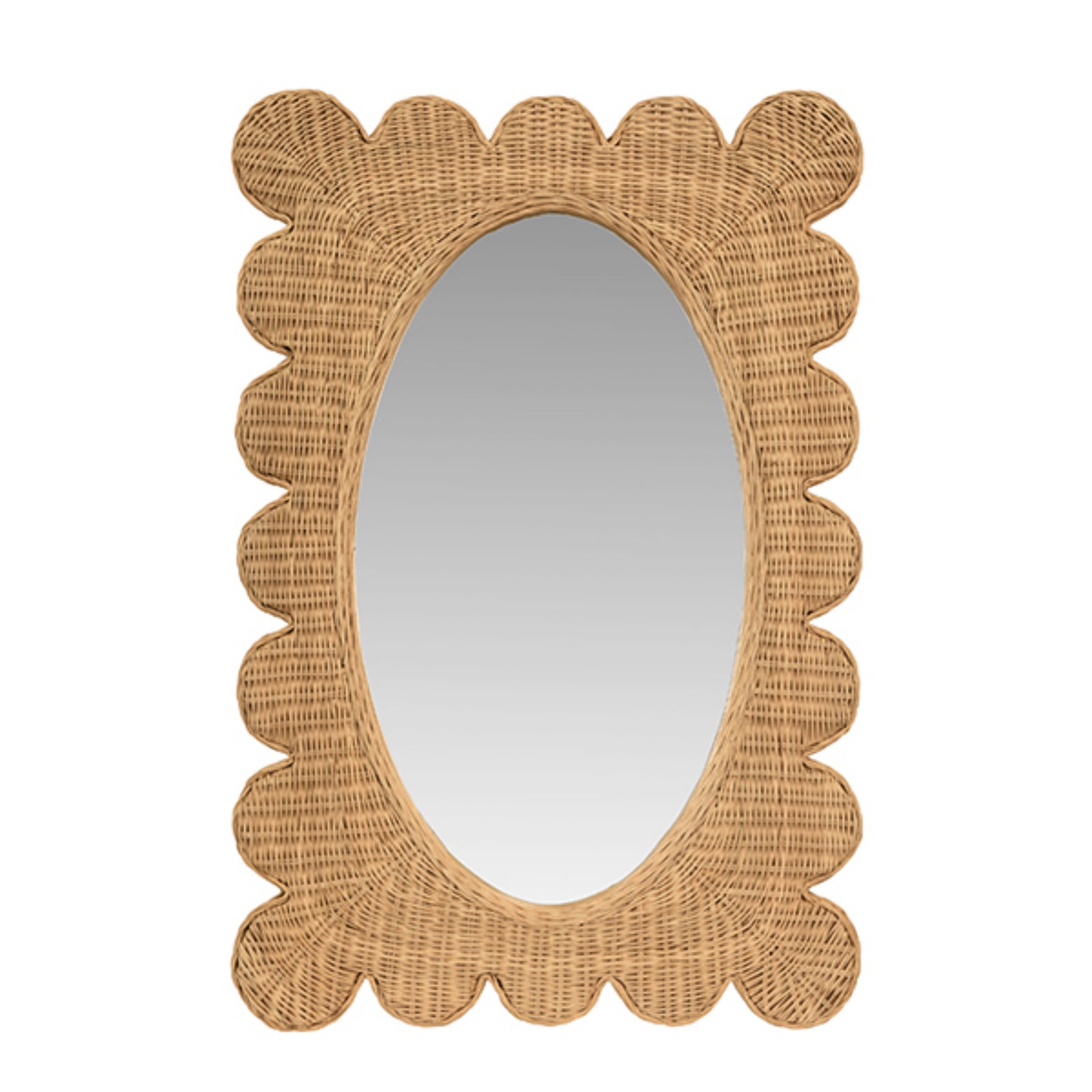 Lillian Scalloped Edge Rectangular Frame with Oval Mirror