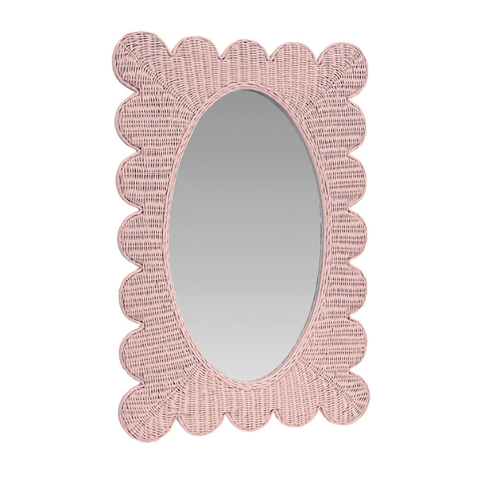 Lillian Scalloped Edge Rectangular Frame with Oval Mirror