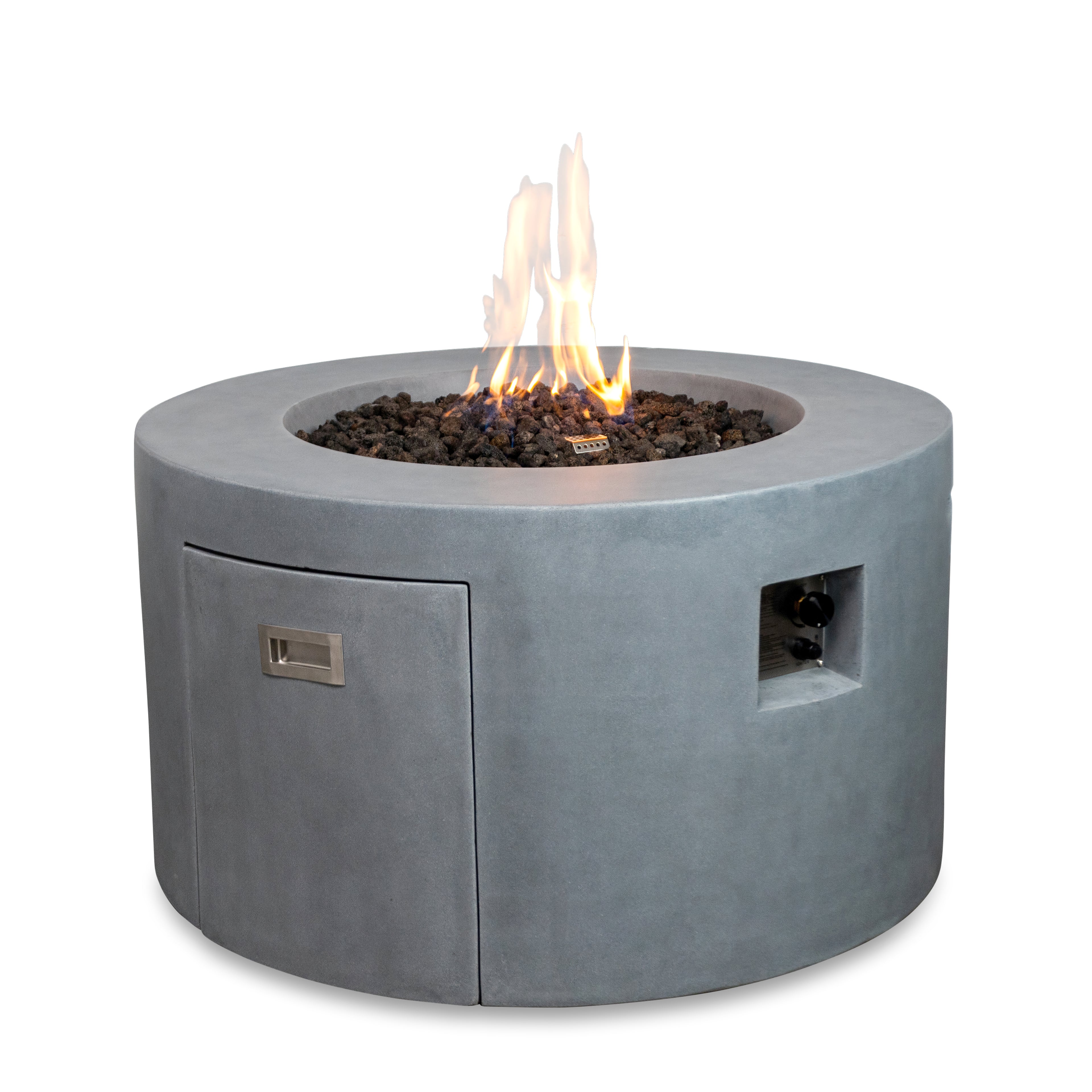 Beton 42" Round Concrete Propane Gas Fire Pit with Access Door