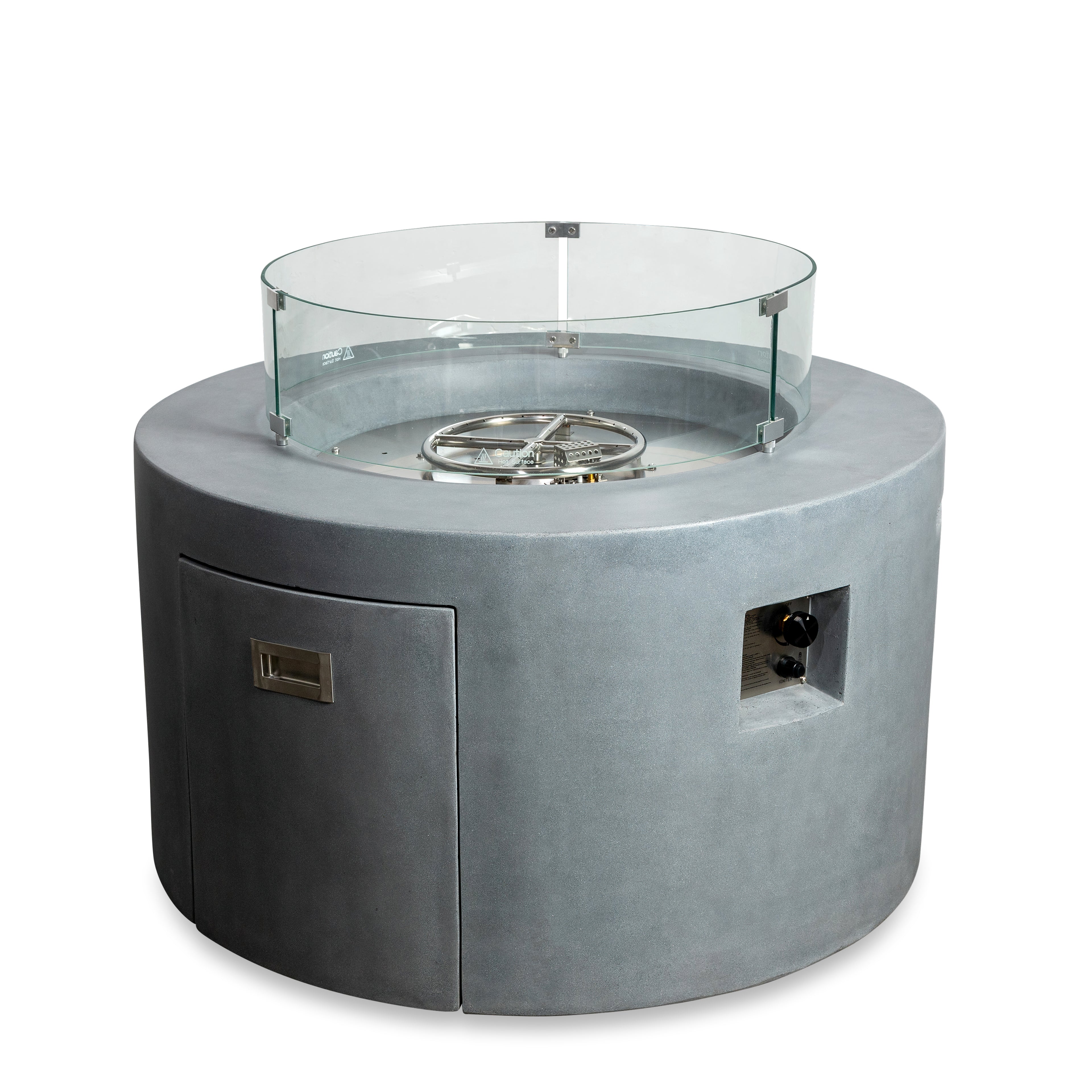 Beton 42" Round Concrete Propane Gas Fire Pit with Access Door
