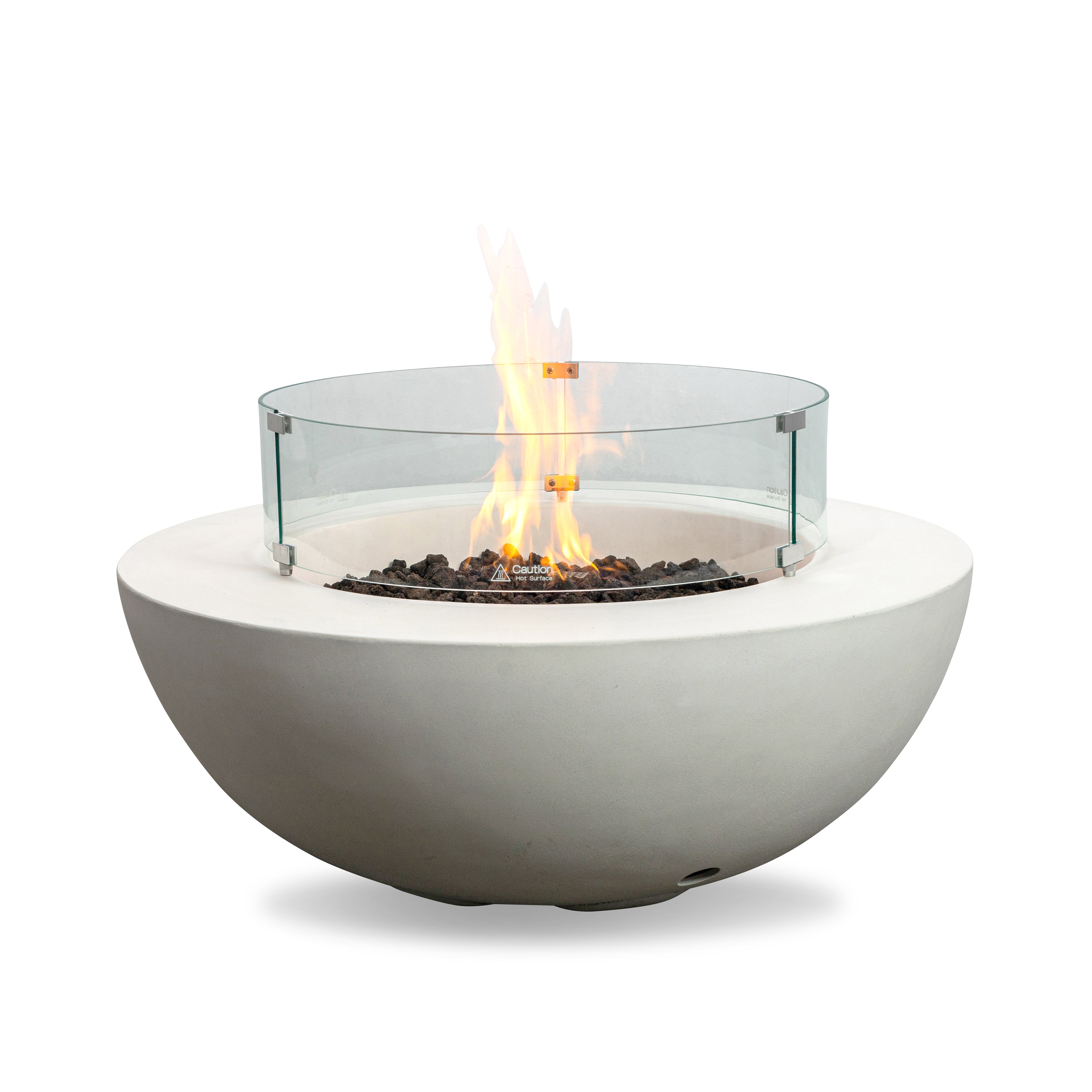Beton 42" Round Bowl Concrete Natural Gas Fire Pit with Push Button Ignition