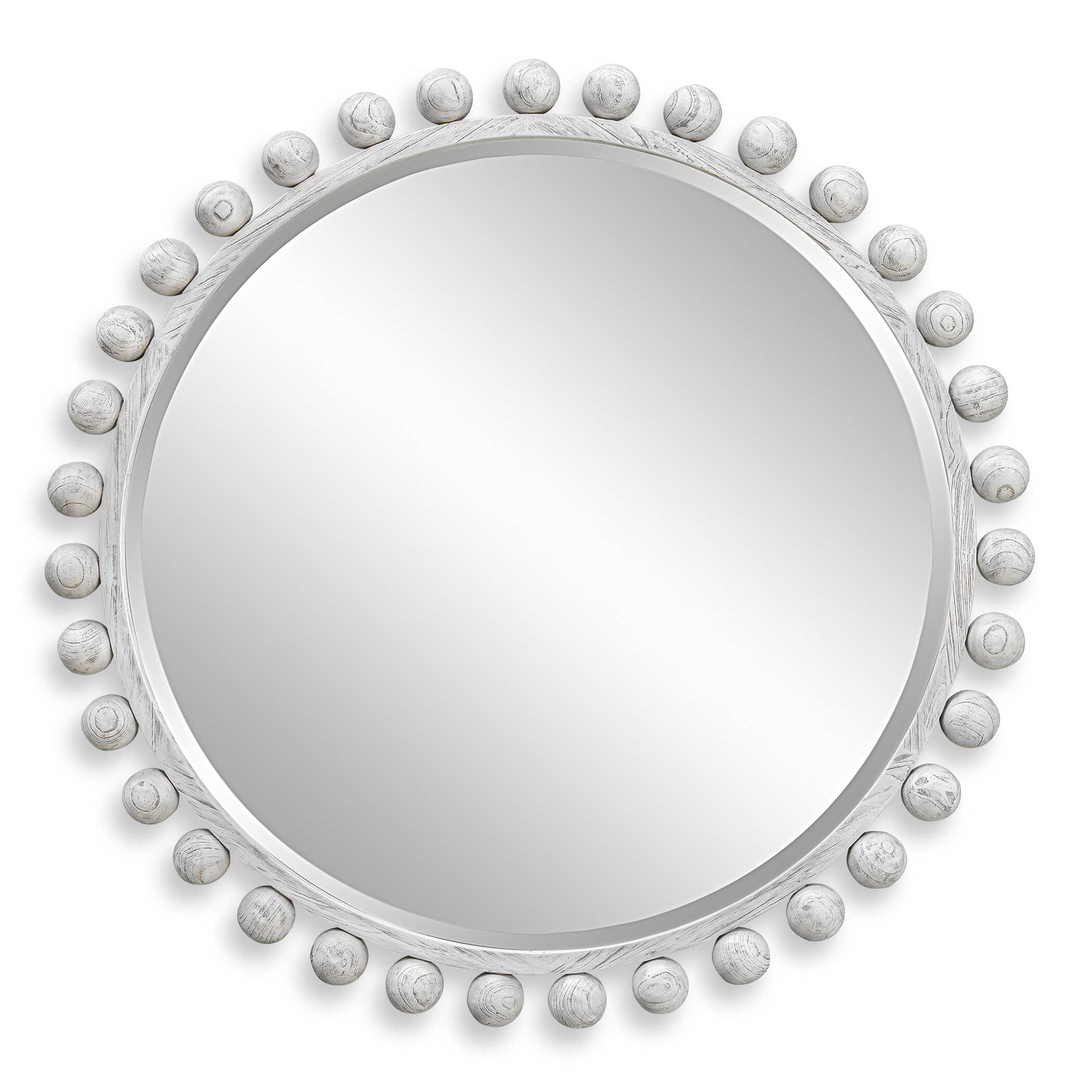 Uttermost Cyra Wood Round Mirror - Aged Ivory