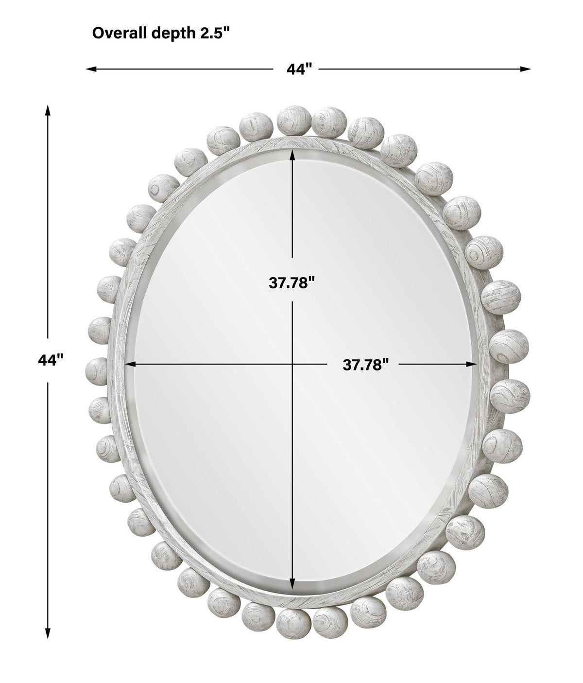 Uttermost Cyra Wood Round Mirror - Aged Ivory