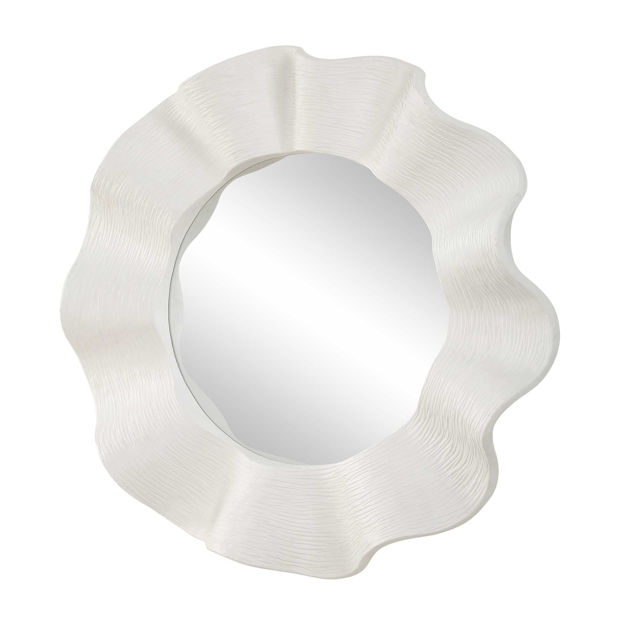 Uttermost Wave Length Round White Mirror