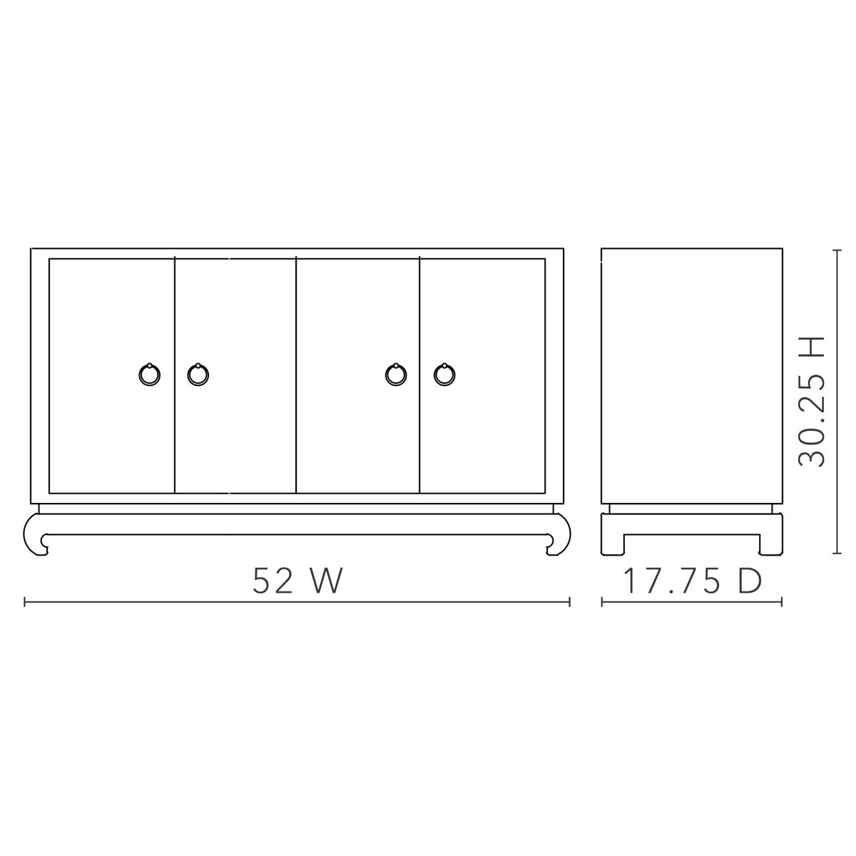 Meredith 4-Door Cabinet with Glass Top