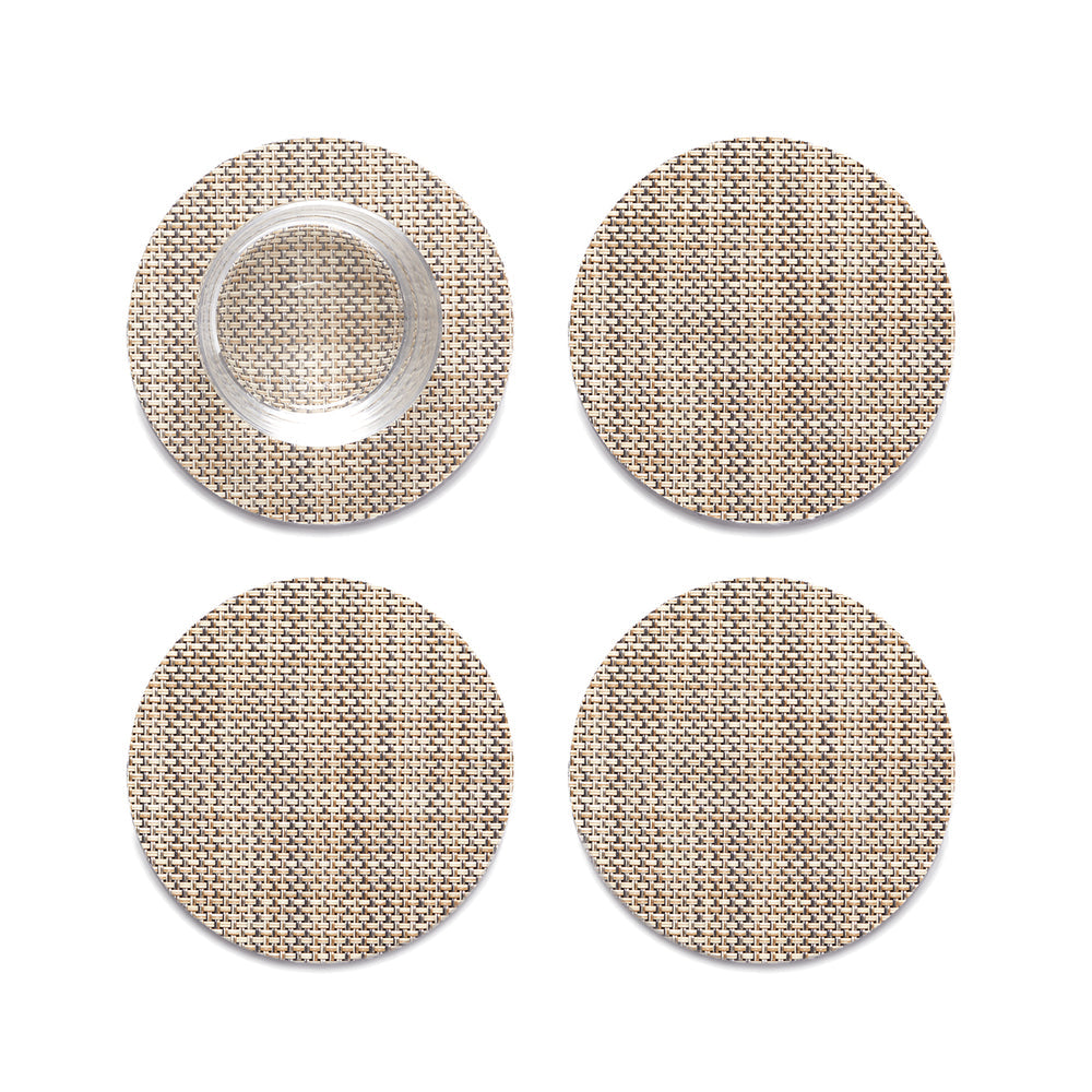 Mini Basketweave Round Coasters - Set of 4
