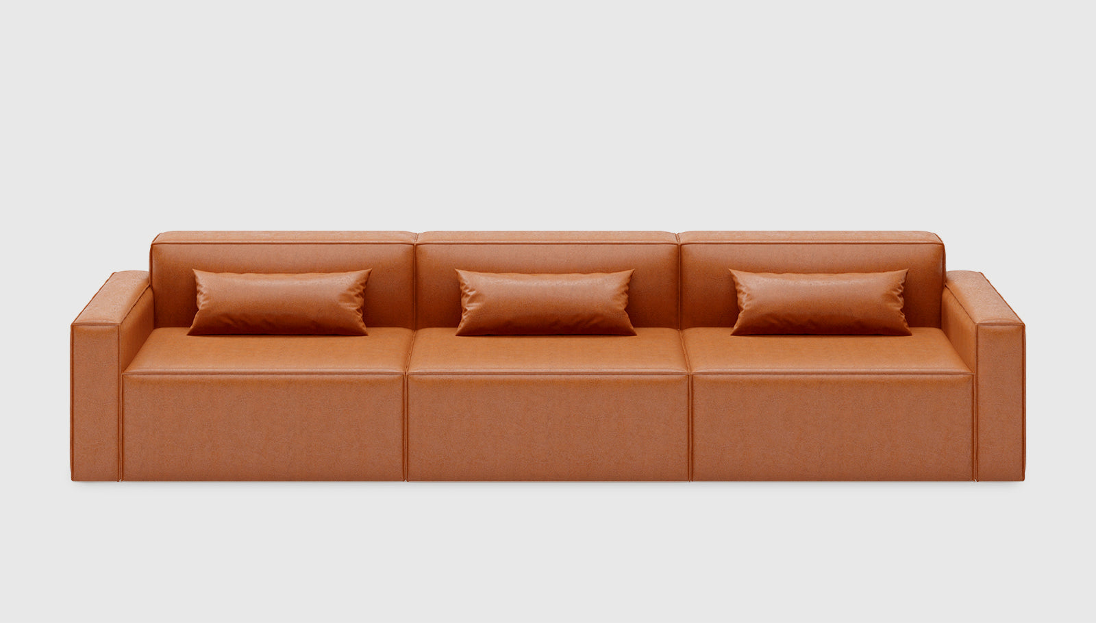 Mix Modular 3-PC Sofa Vegan Appleskin Leather CognacSofa Gus*  Vegan Appleskin Leather Cognac   Four Hands, Mid Century Modern Furniture, Old Bones Furniture Company, Old Bones Co, Modern Mid Century, Designer Furniture, https://www.oldbonesco.com/
