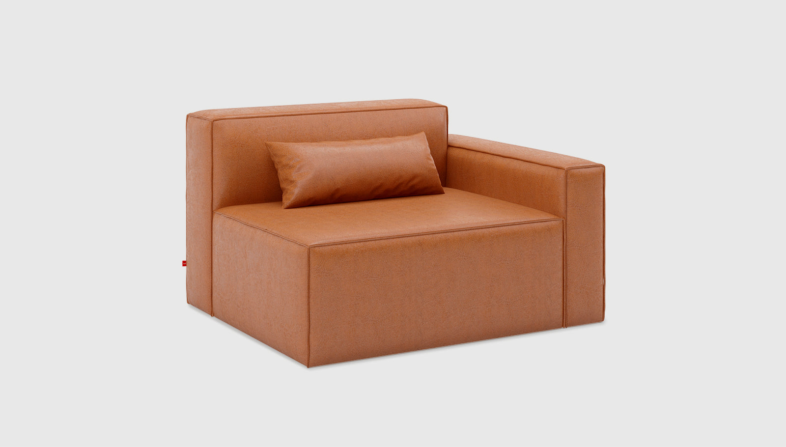 Mix Modular Right Arm Vegan Appleskin Leather CognacChair Gus*  Vegan Appleskin Leather Cognac   Four Hands, Mid Century Modern Furniture, Old Bones Furniture Company, Old Bones Co, Modern Mid Century, Designer Furniture, https://www.oldbonesco.com/