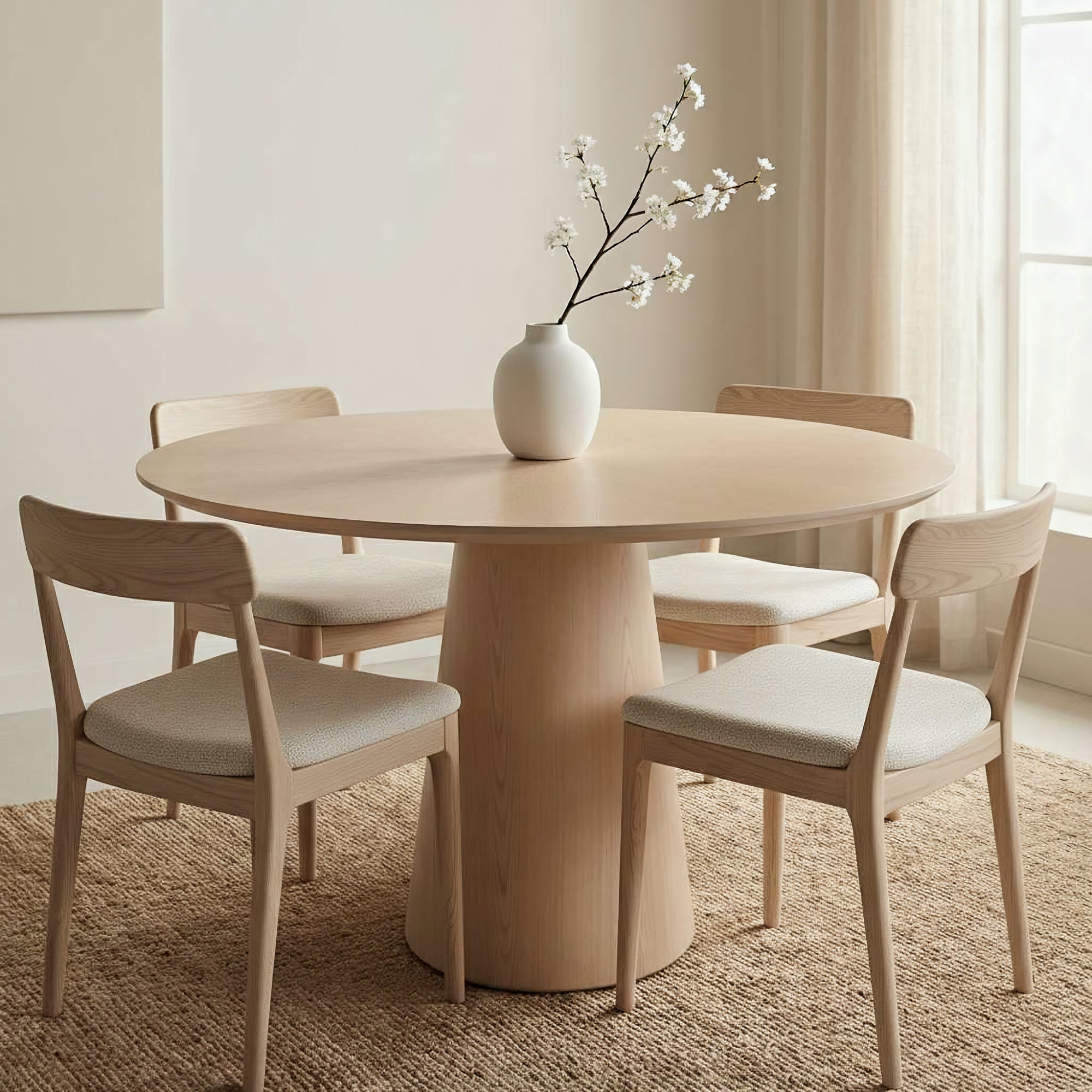 Mona Round Wood Top Dining Table