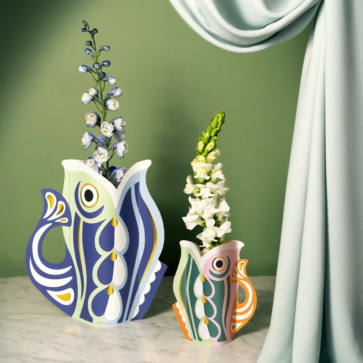 Octaevo Paper Vase Fish Blue