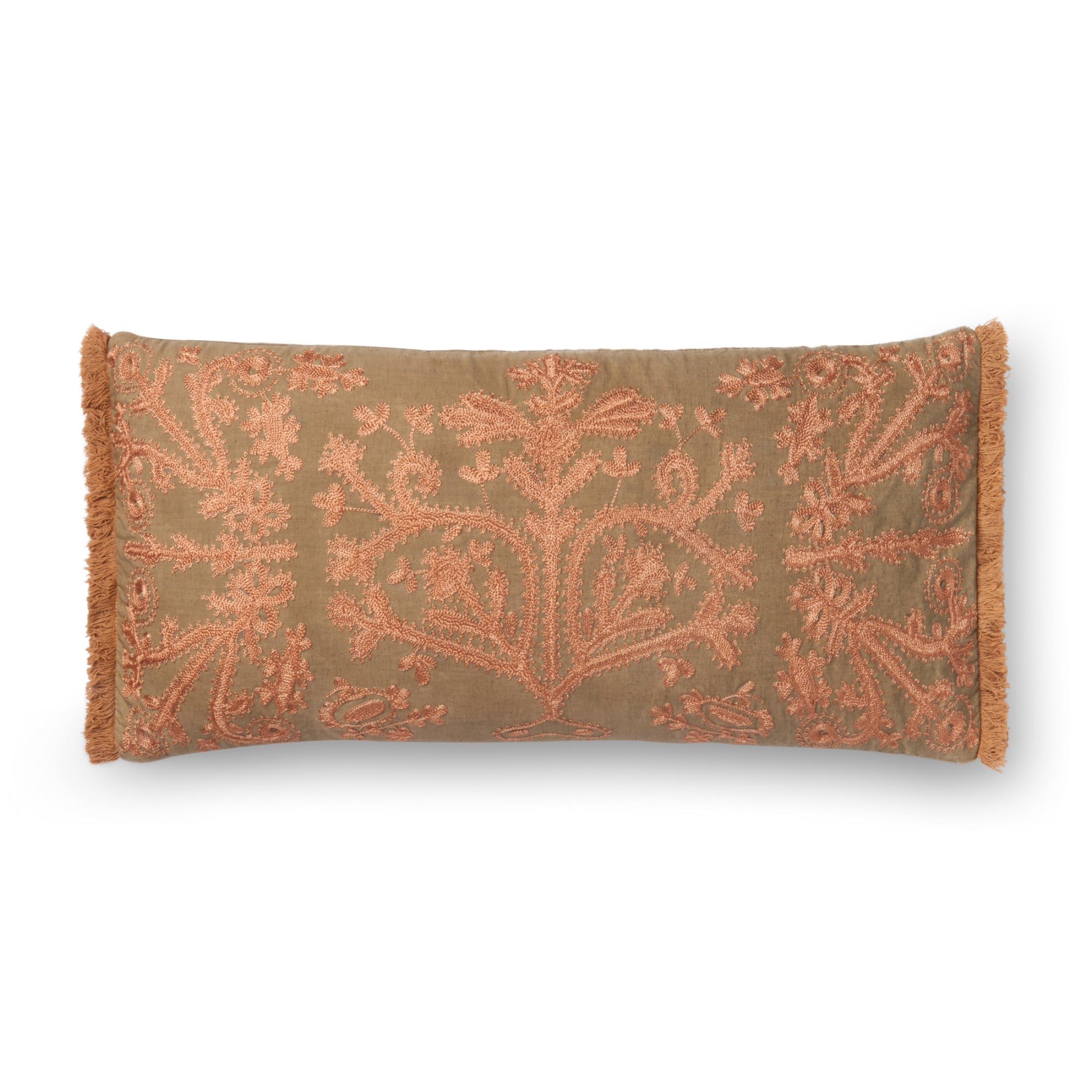 Loloi P0522 Khaki/Copper 12" x 27" Cover Only Pillow