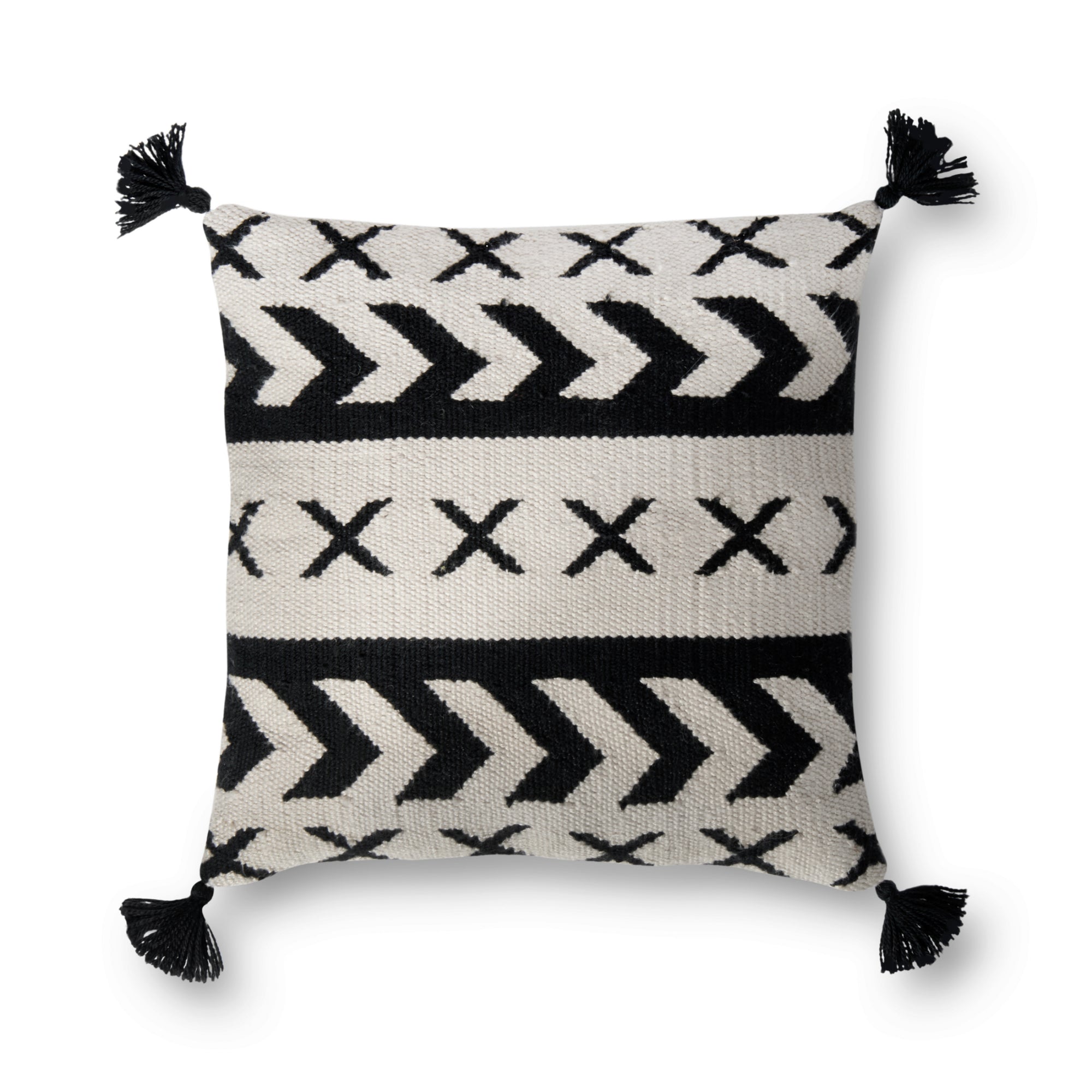 Loloi P0502 Black/Ivory 18" x 18" Cover Only Pillow