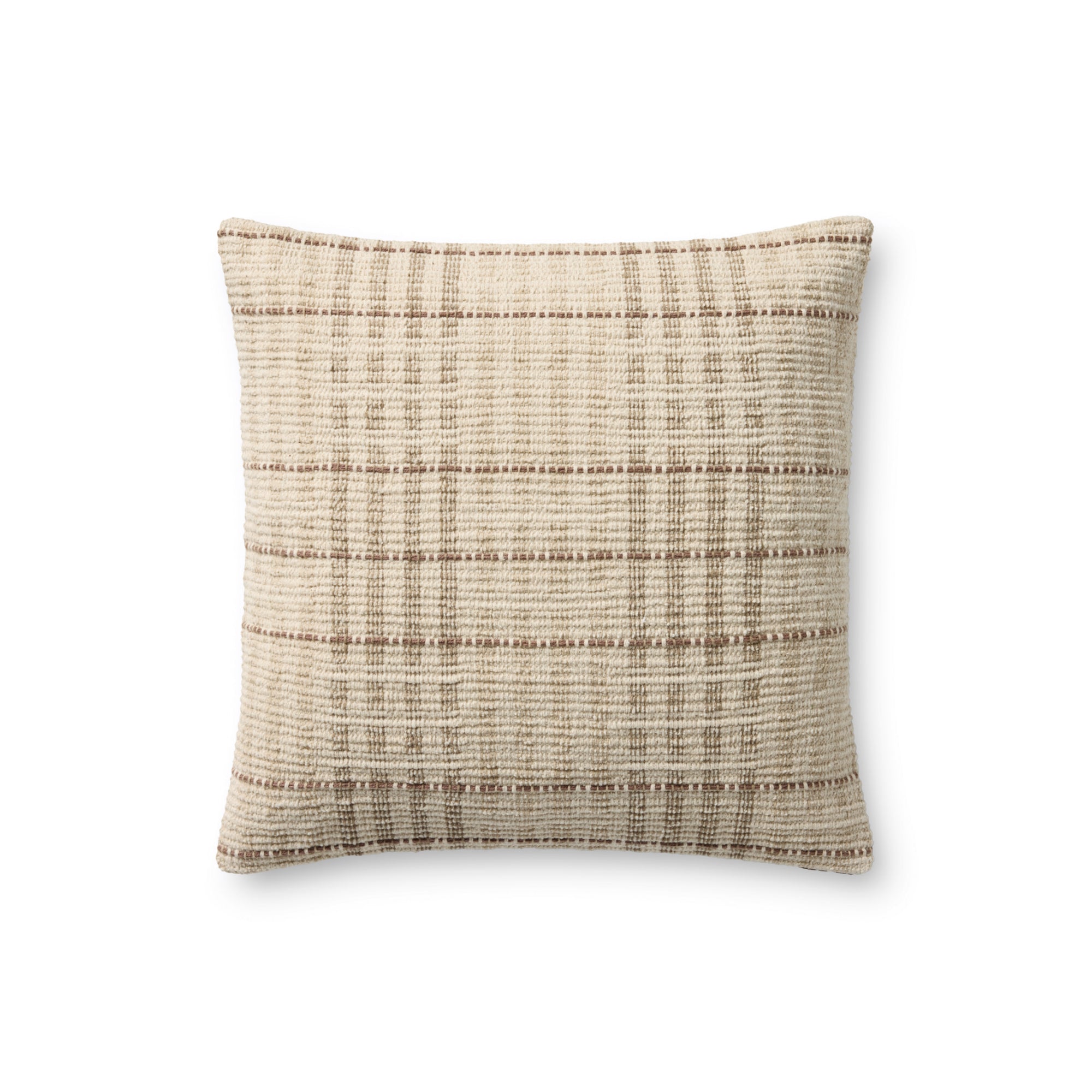 Chris Loves Julia x Loloi Vinnie Ivory/Brown 18" x 18" Pillow Cover Only