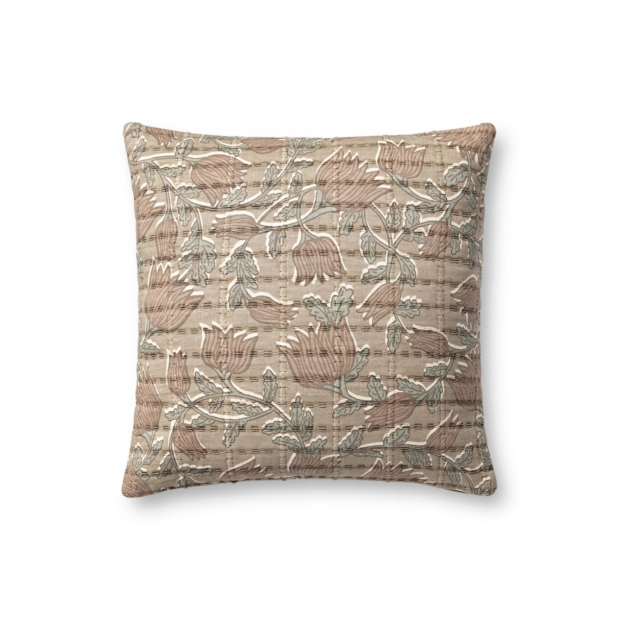 Jean Stoffer x Loloi PJS0019 Taupe/Rose 18'' x 18'' Cover Only Pillow