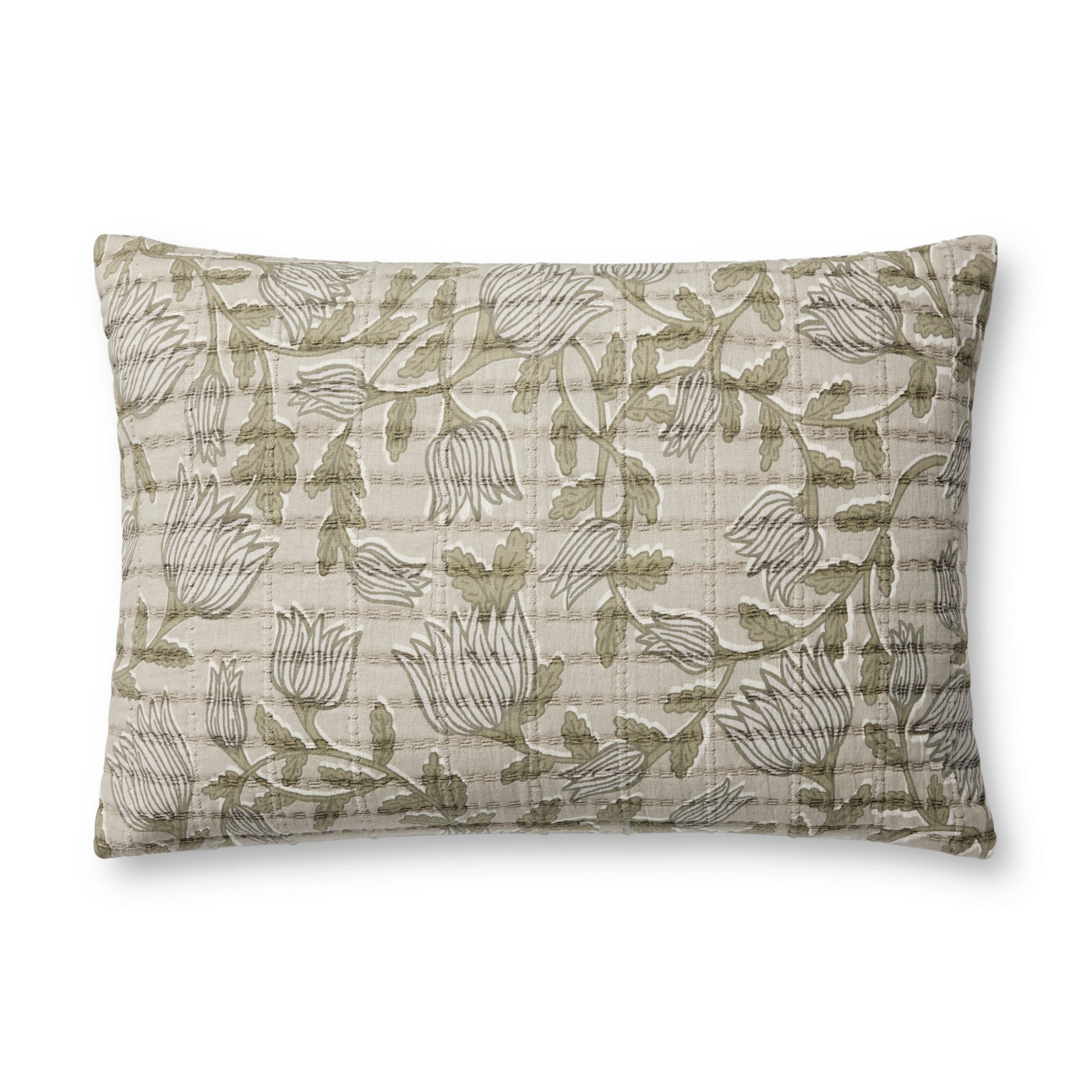 Jean Stoffer x Loloi PJS0023 Natural/Sage 16'' x 26'' Cover Only Pillow