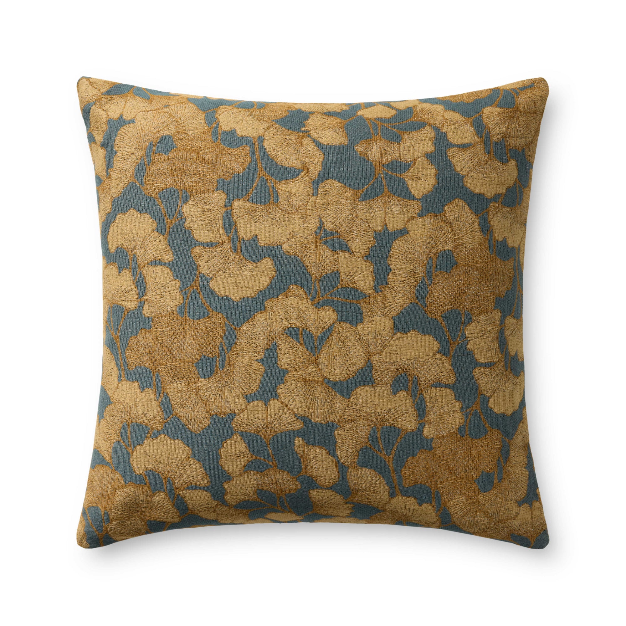 Chris Loves Julia x Loloi Fawn Blue/Gold 22" x 22" Pillow Cover Only