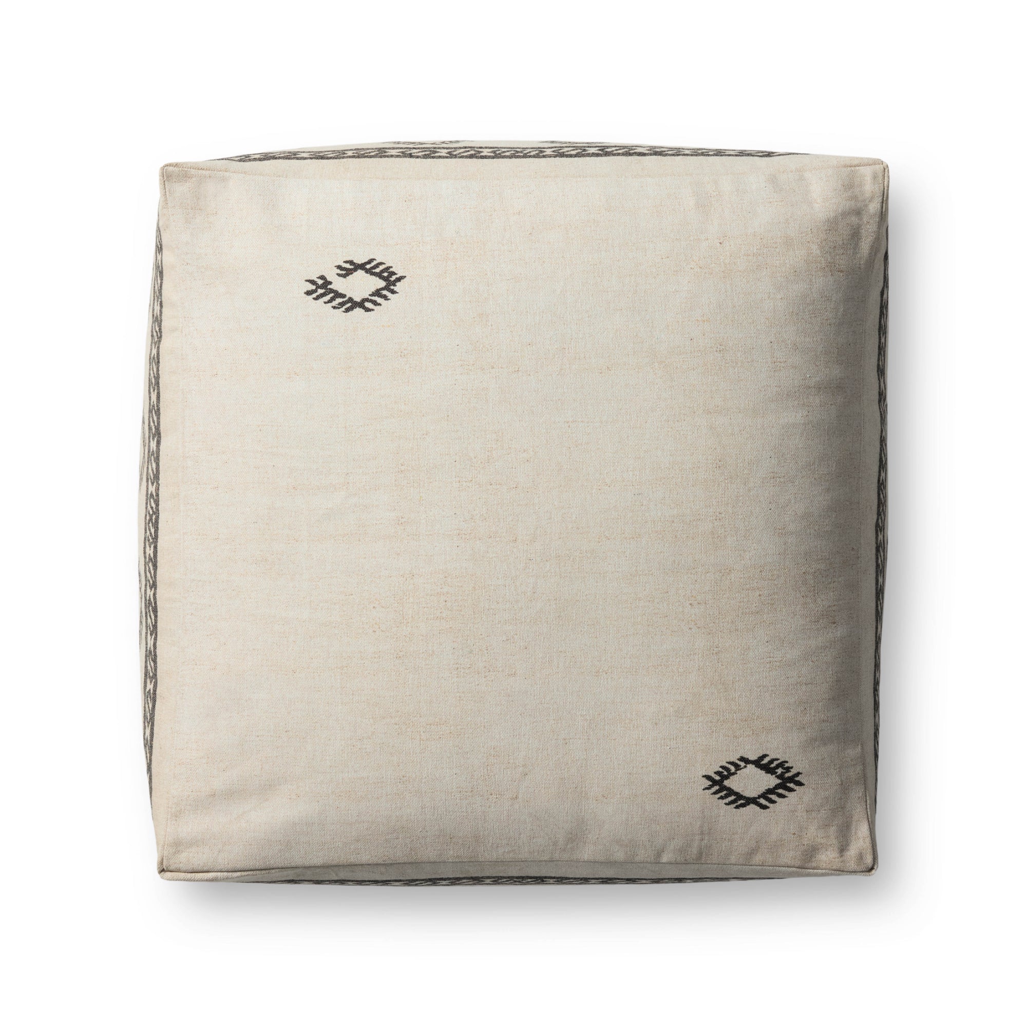 Loloi LPF0042 Ivory/Brown 36" x 36" x 17" Pouf
