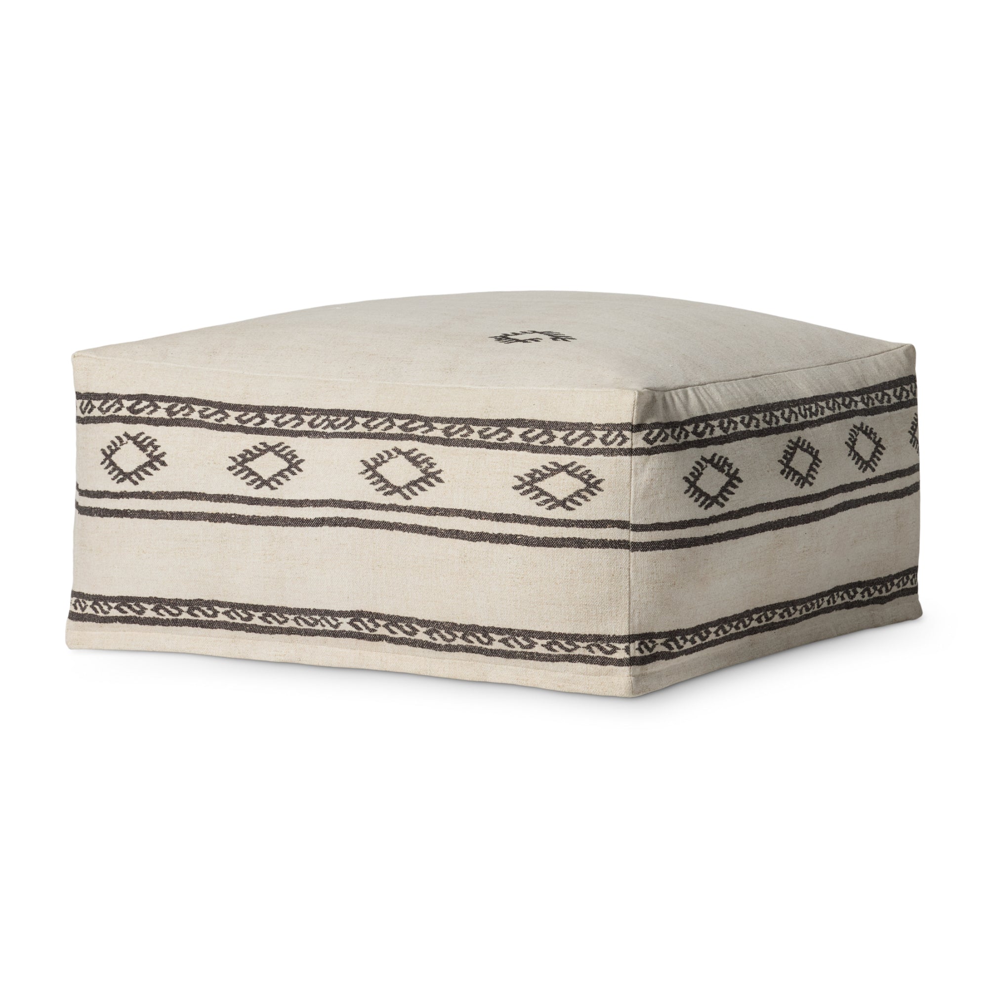 Loloi LPF0042 Ivory/Brown 36" x 36" x 17" Pouf