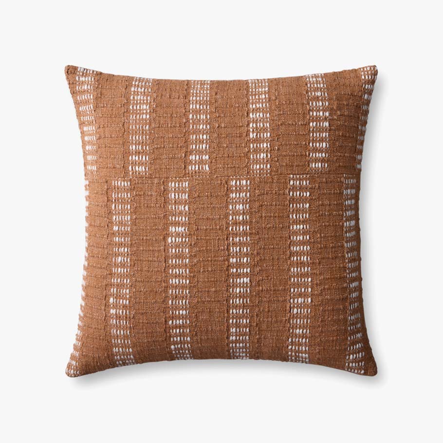 Loloi PLL0135 Rust/Ivory 22'' x 22'' Cover with Down Pillow