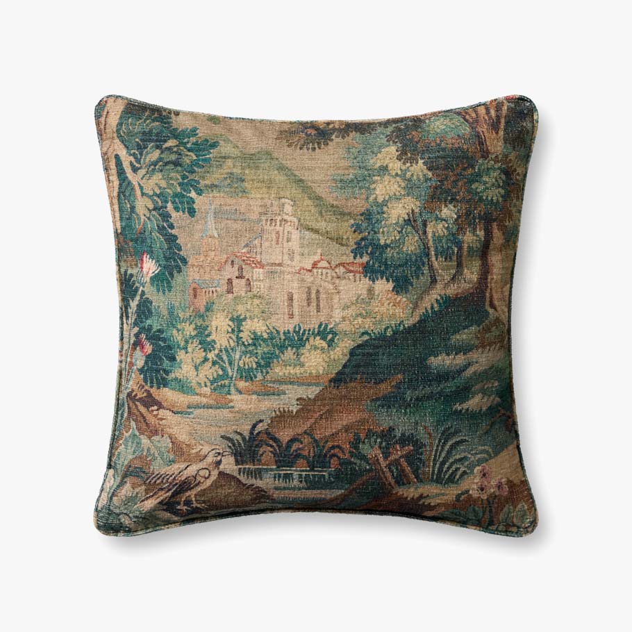 Loloi PLL0211 Green/Multi Cover with Poly Pillow