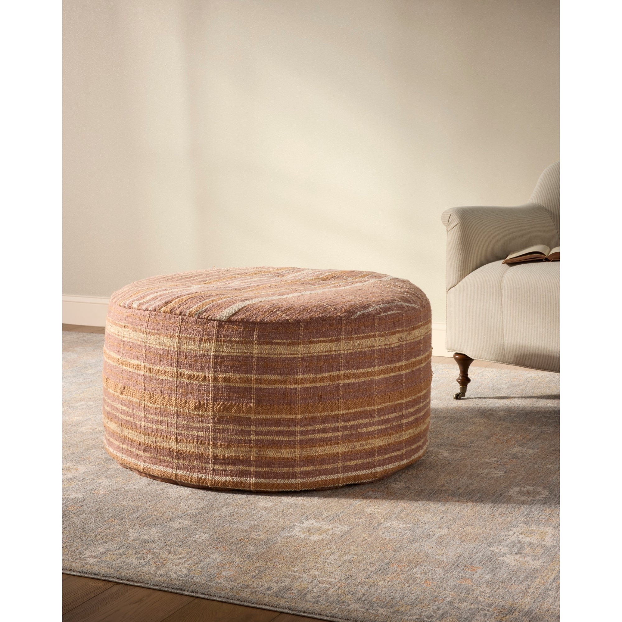 Chris Loves Julia x Loloi Wallace 36"W x 36"D x 17"H Round Pouf