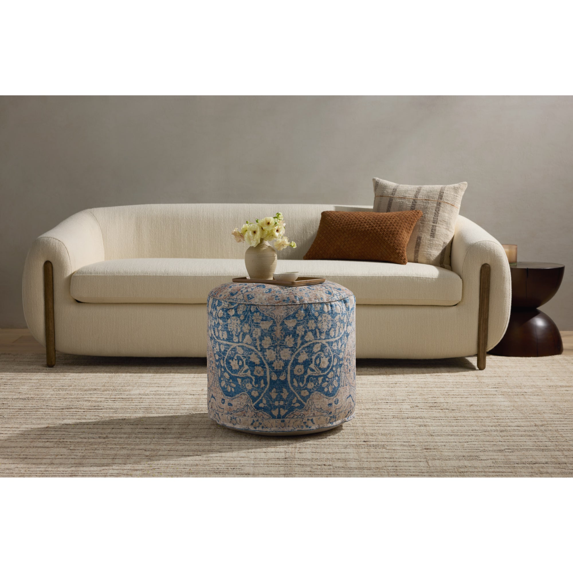 Loloi LPF211 Blue/Tangerine 18 x 18 x 20 Pouf