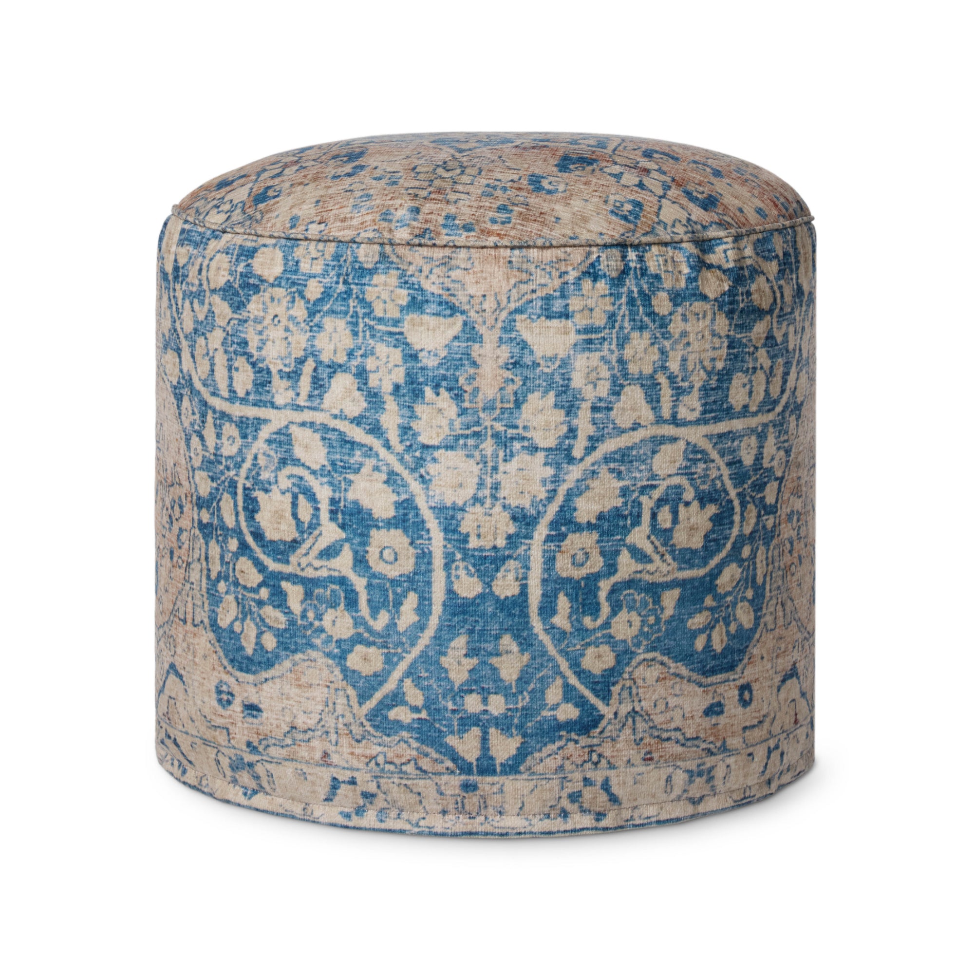 Loloi LPF211 Blue/Tangerine 18 x 18 x 20 Pouf