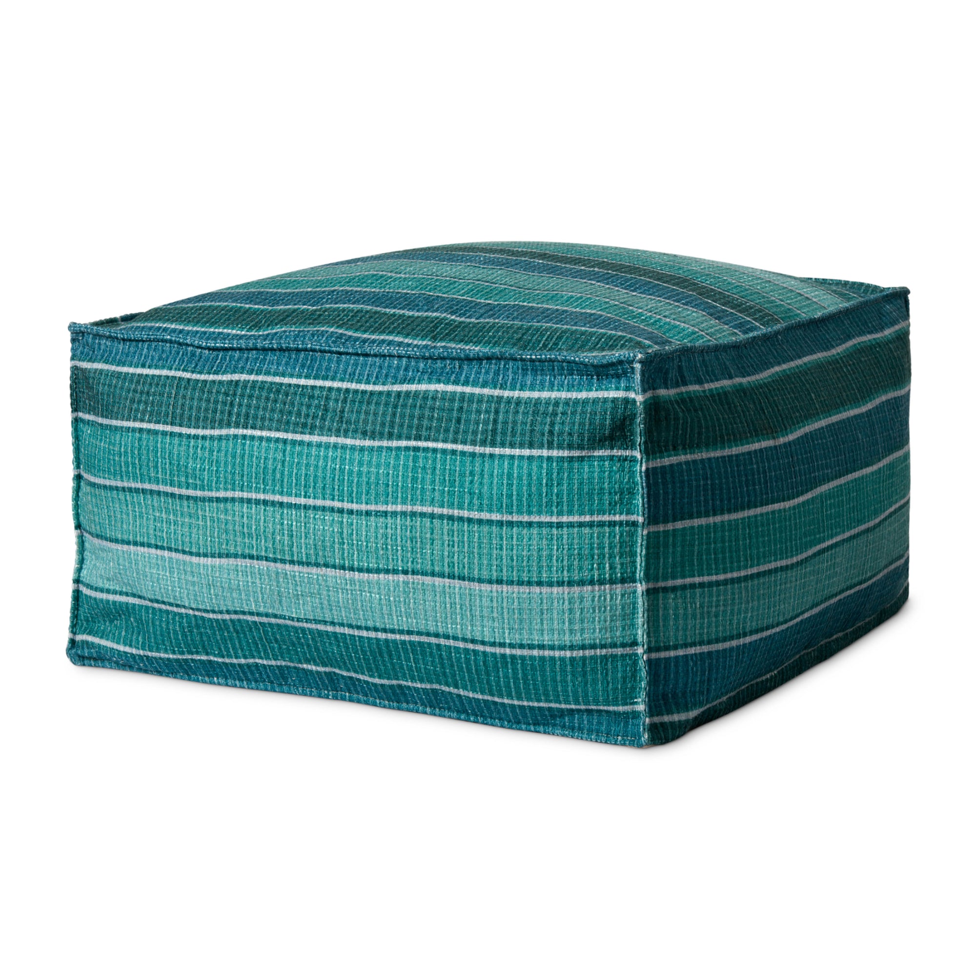 Loloi PF0010 Lagoon/Blue 24"W x 24"D x 13"H Pouf