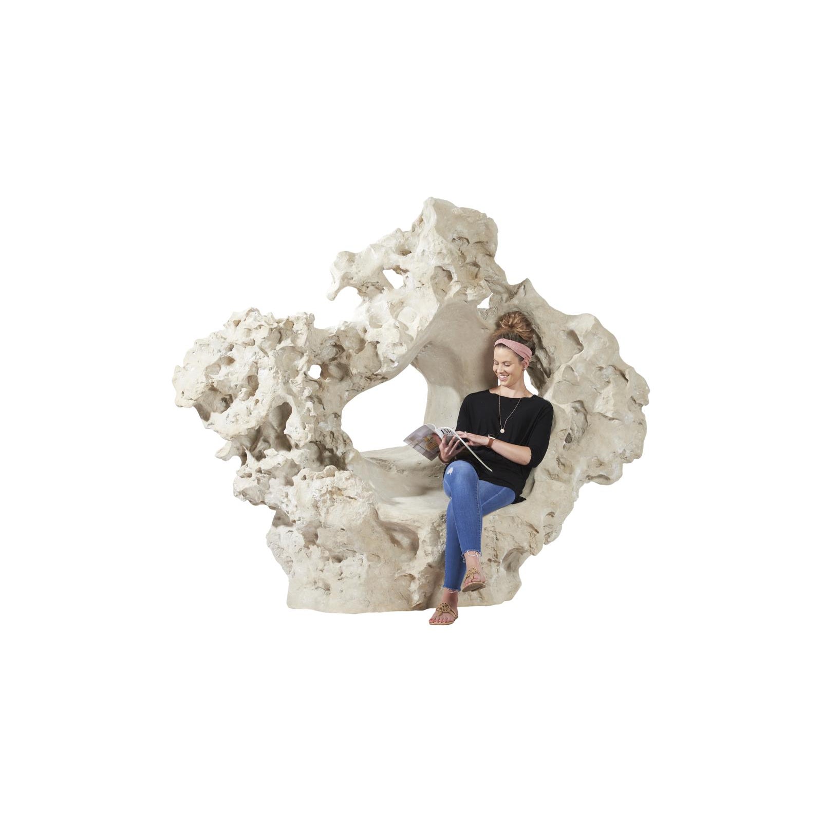 Colossal Cast Stone Sculpture with Seat