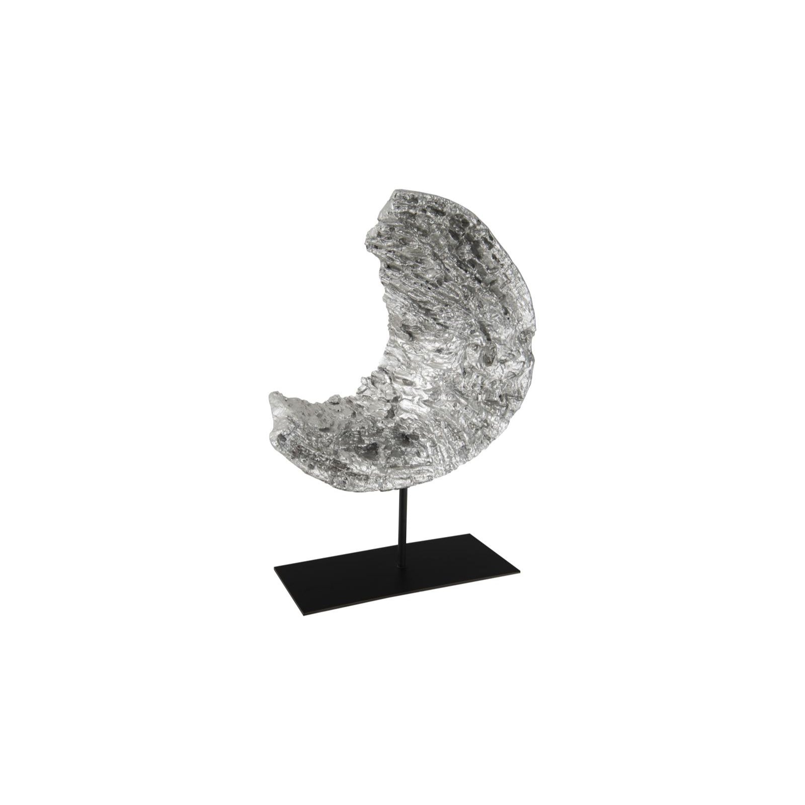 Cast Eroded Wood Circle on Stand - Silver Leaf