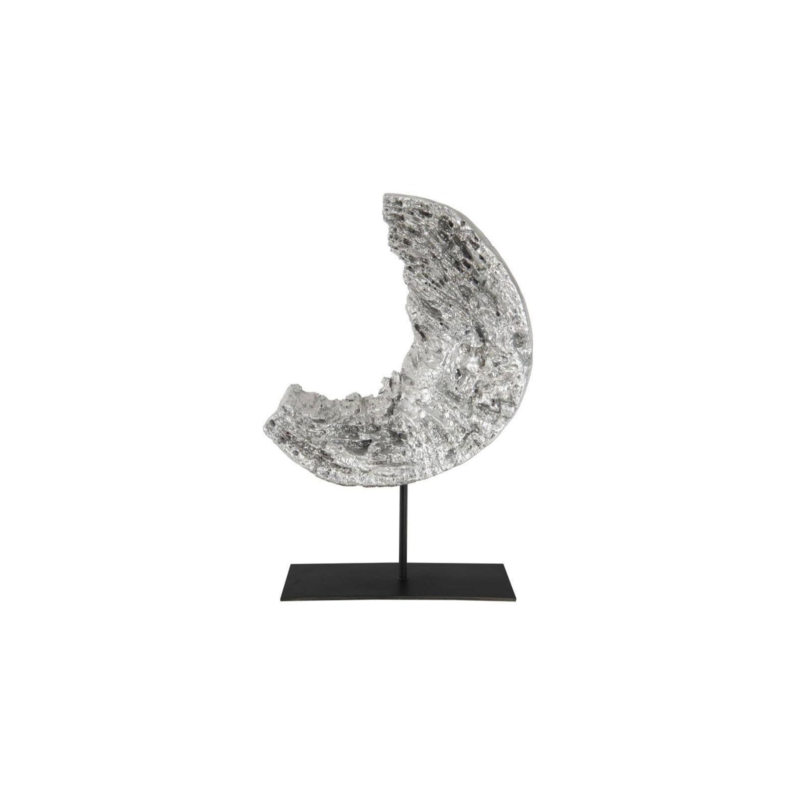 Cast Eroded Wood Circle on Stand - Silver Leaf