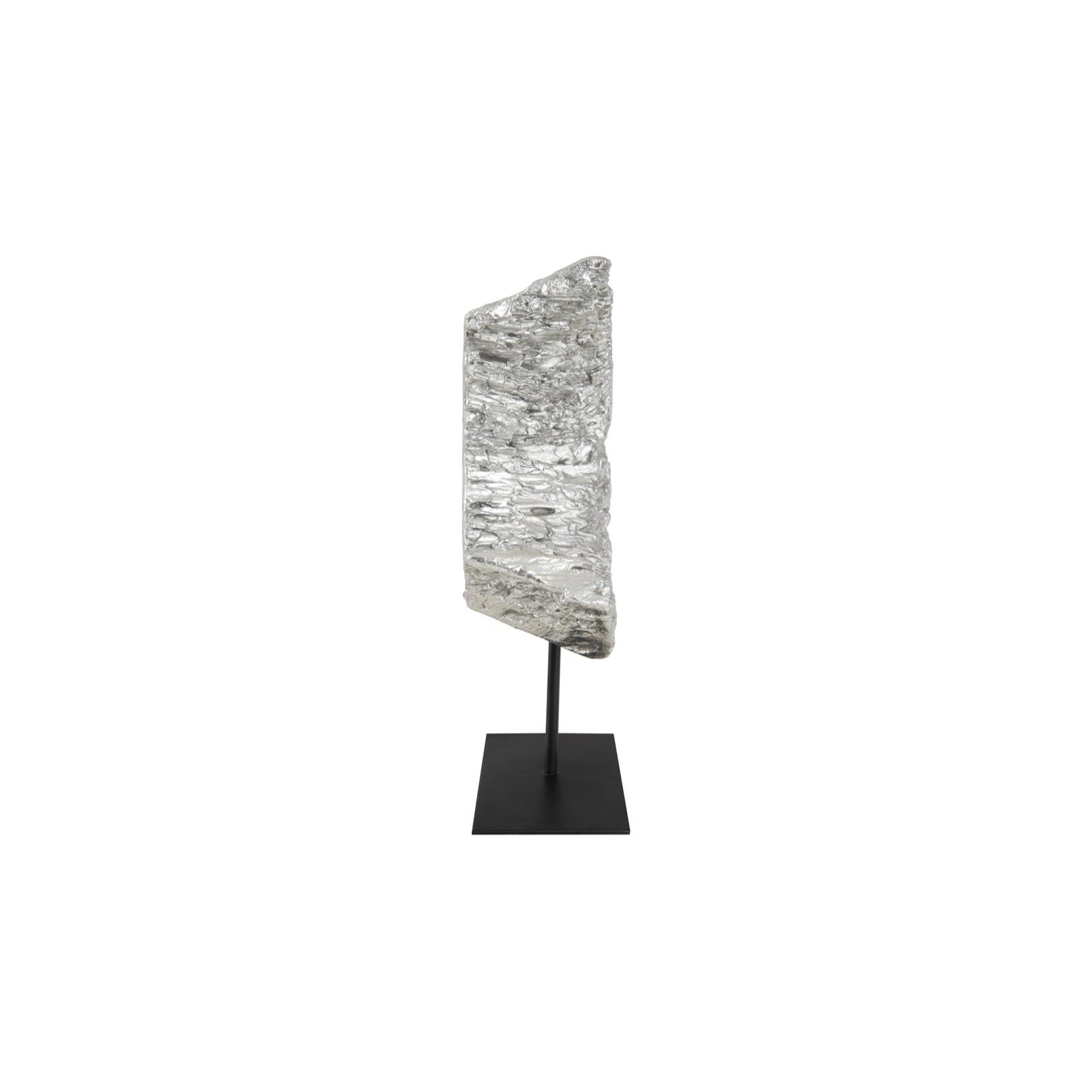 Cast Eroded Wood Circle on Stand - Silver Leaf