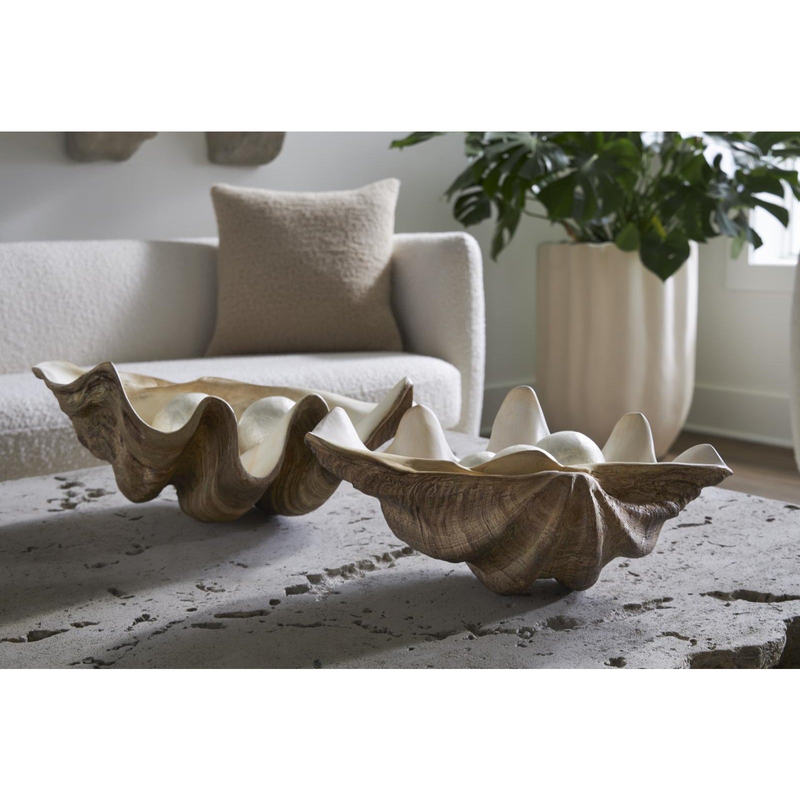 Cast Clam Shell Bowl - Faux Finish