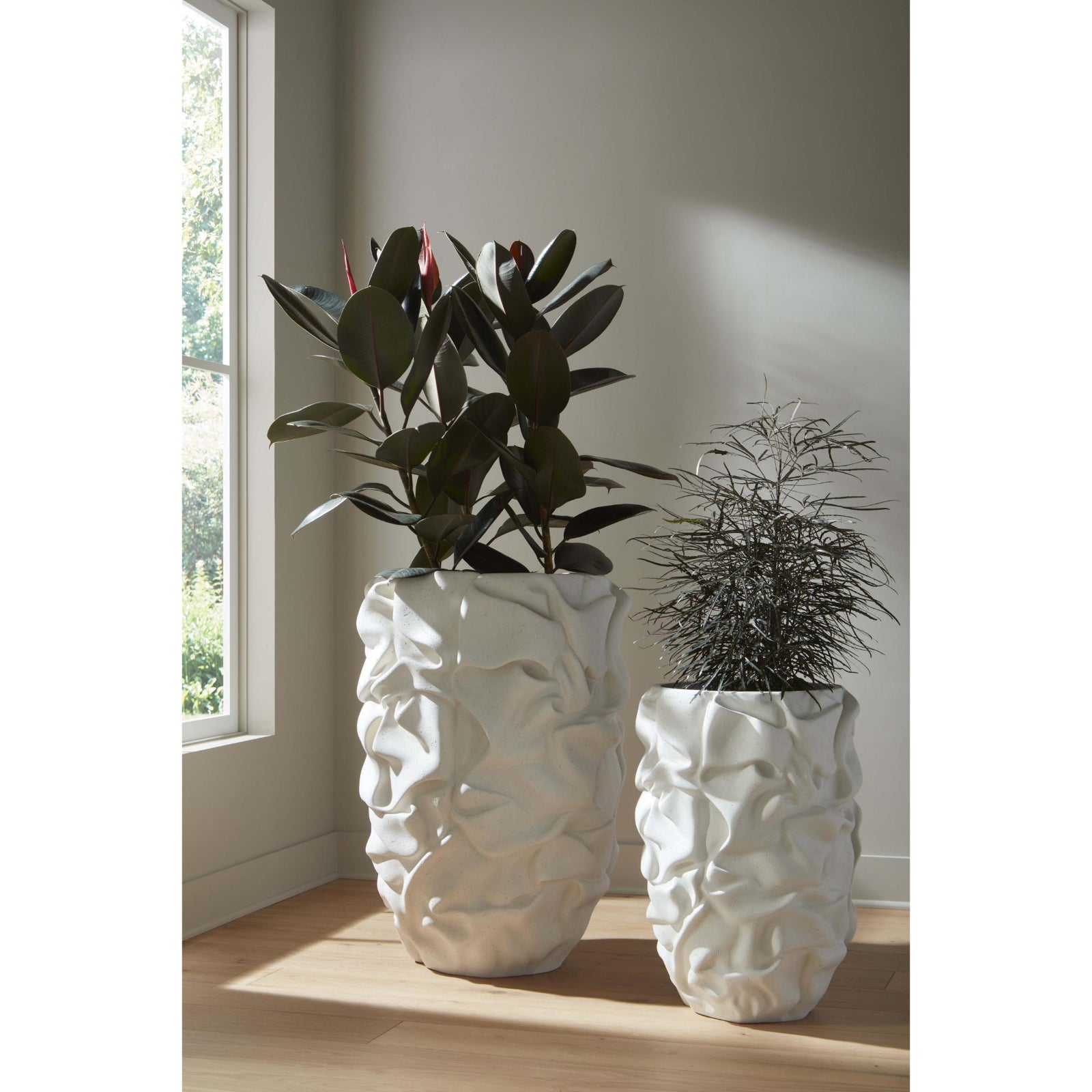 Drape White Stone Planter - Small