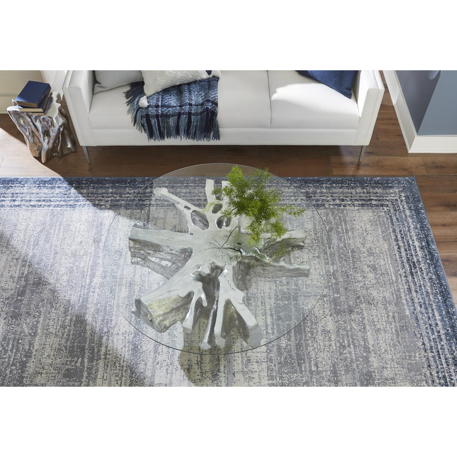 Asterisk Cast Root Coffee Table - Silver Leaf